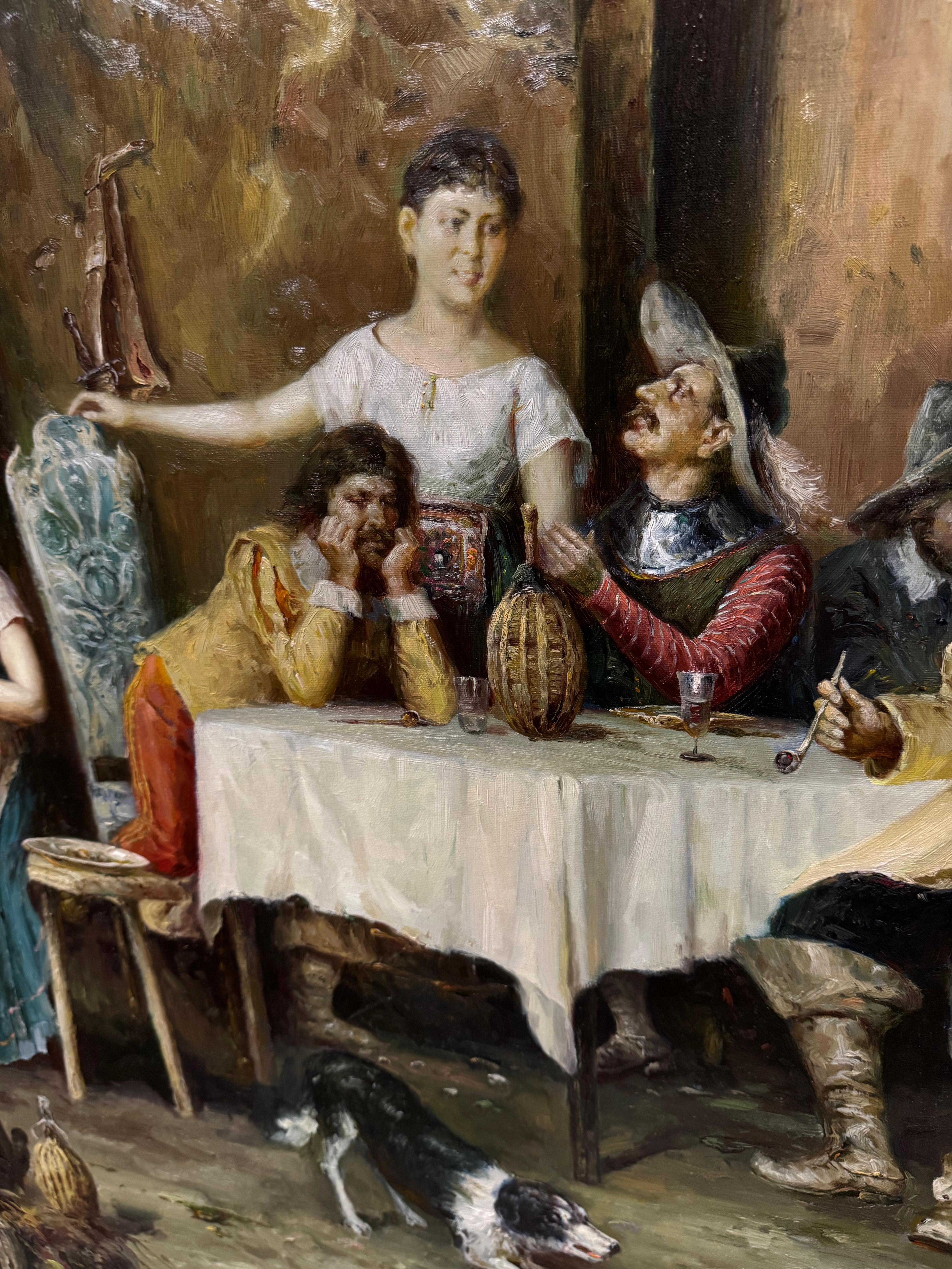 Grande dipinto ad olio La parte migliore del valore di Federico Andreotti 1847-1930 in vendita 3