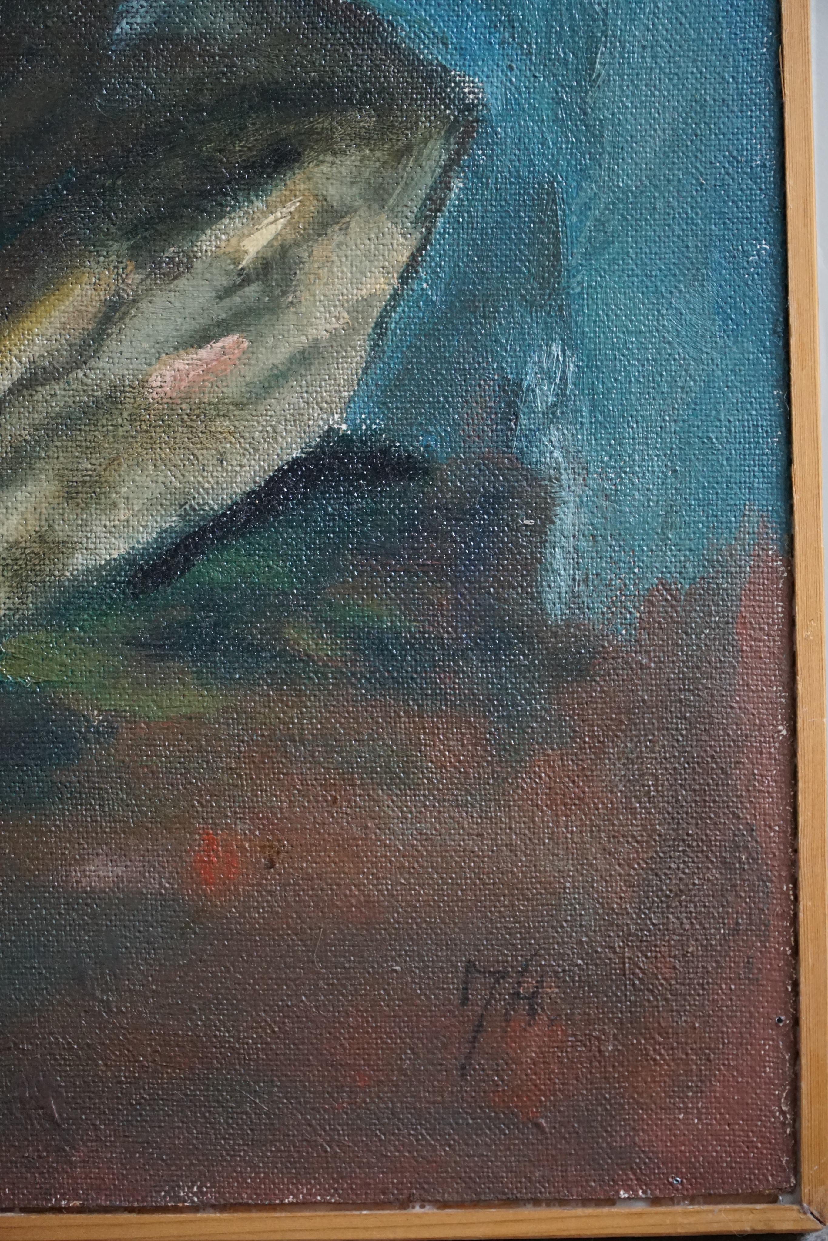 Grande peinture à l'huile de l'artiste danoise Jytte Hansen, paysage abstrait, 1996 en vente 6