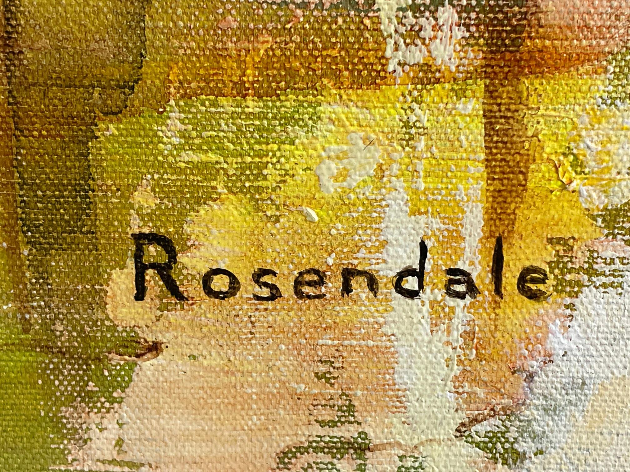 Ein großes Öl auf Leinwand von Harriet Rosendale. Harriet Rosendale war eine bekannte und viel gelistete Künstlerin aus Cconnecticut, die in den 1950er Jahren landesweit für ihre figurativ-impressionistischen Gemälde in Öl und Pastell sowie für ihre