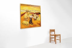 Large oil painting by the Belgium artist Piet van den Buys, 1950s