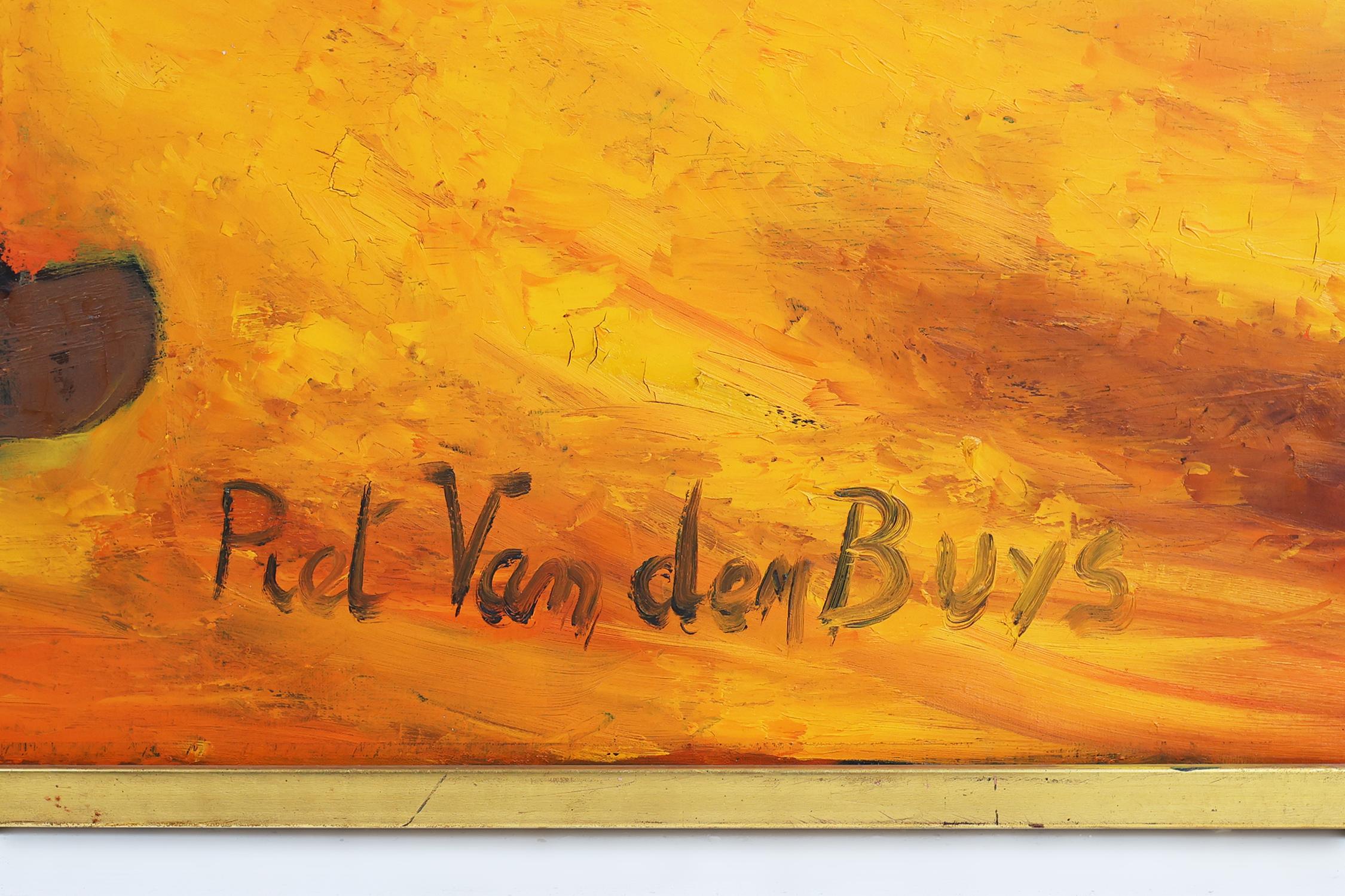 Expressionist Large oil painting by the Belgium artist Piet van den Buys, 1950s For Sale