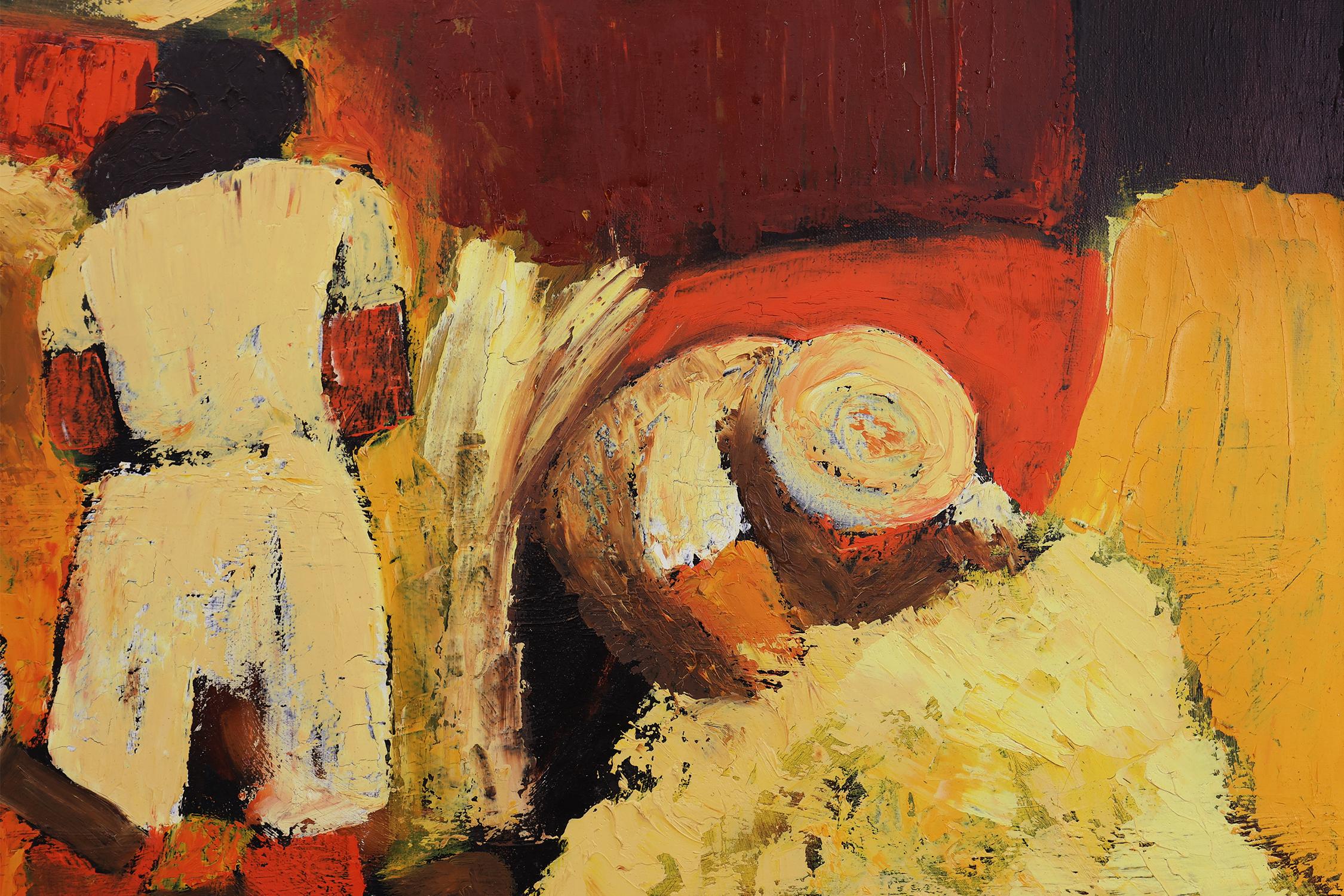 Belgian Large oil painting by the Belgium artist Piet van den Buys, 1950s For Sale