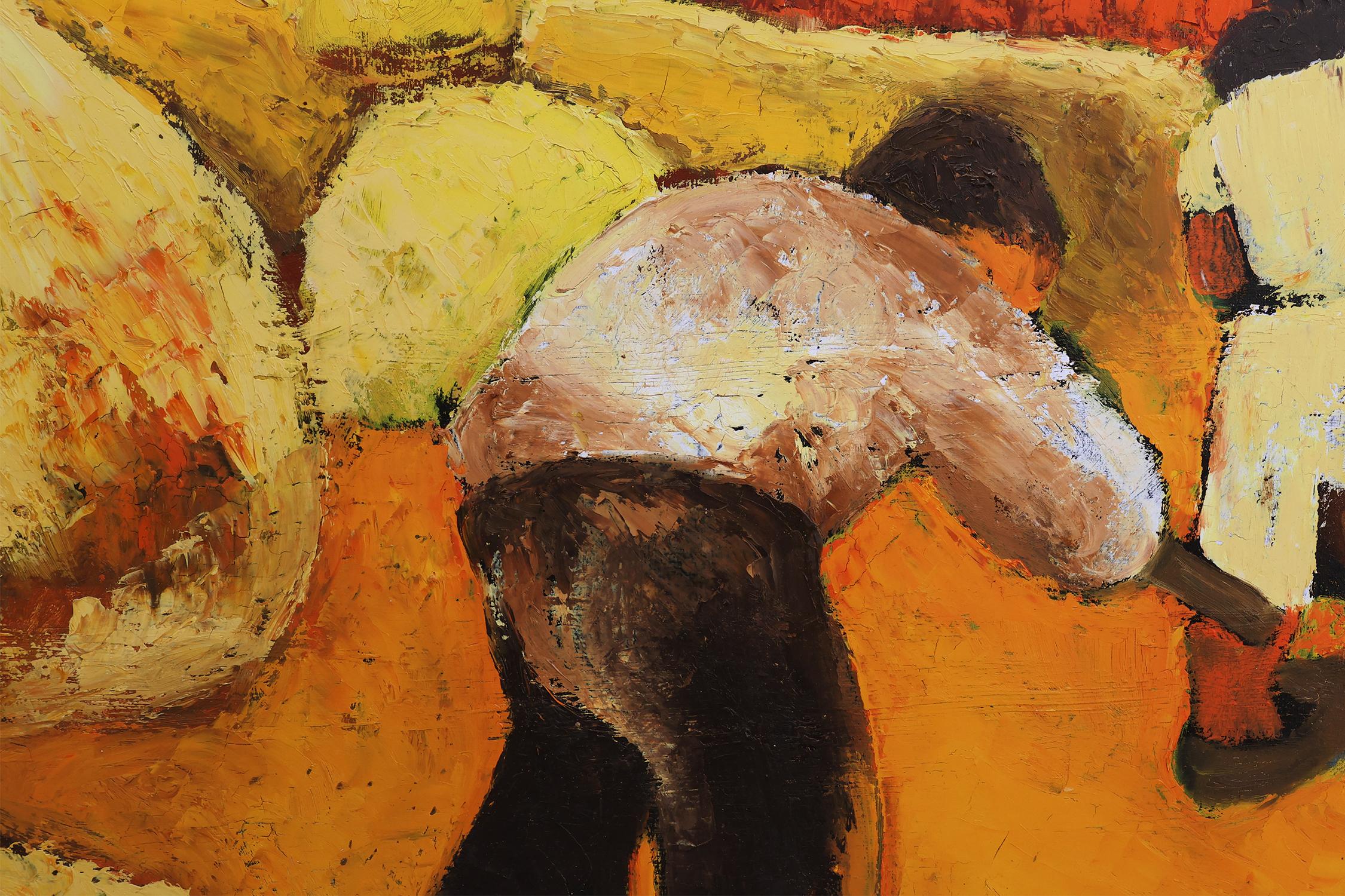 Hand-Painted Large oil painting by the Belgium artist Piet van den Buys, 1950s For Sale