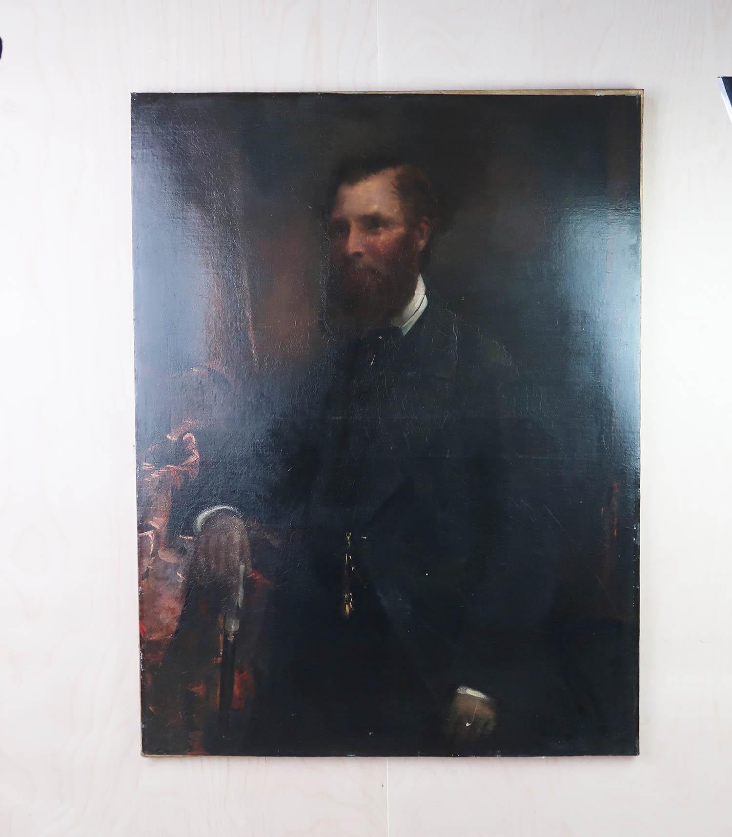 Large Oil Painting of A Gentleman. English, Late 19th Century 1