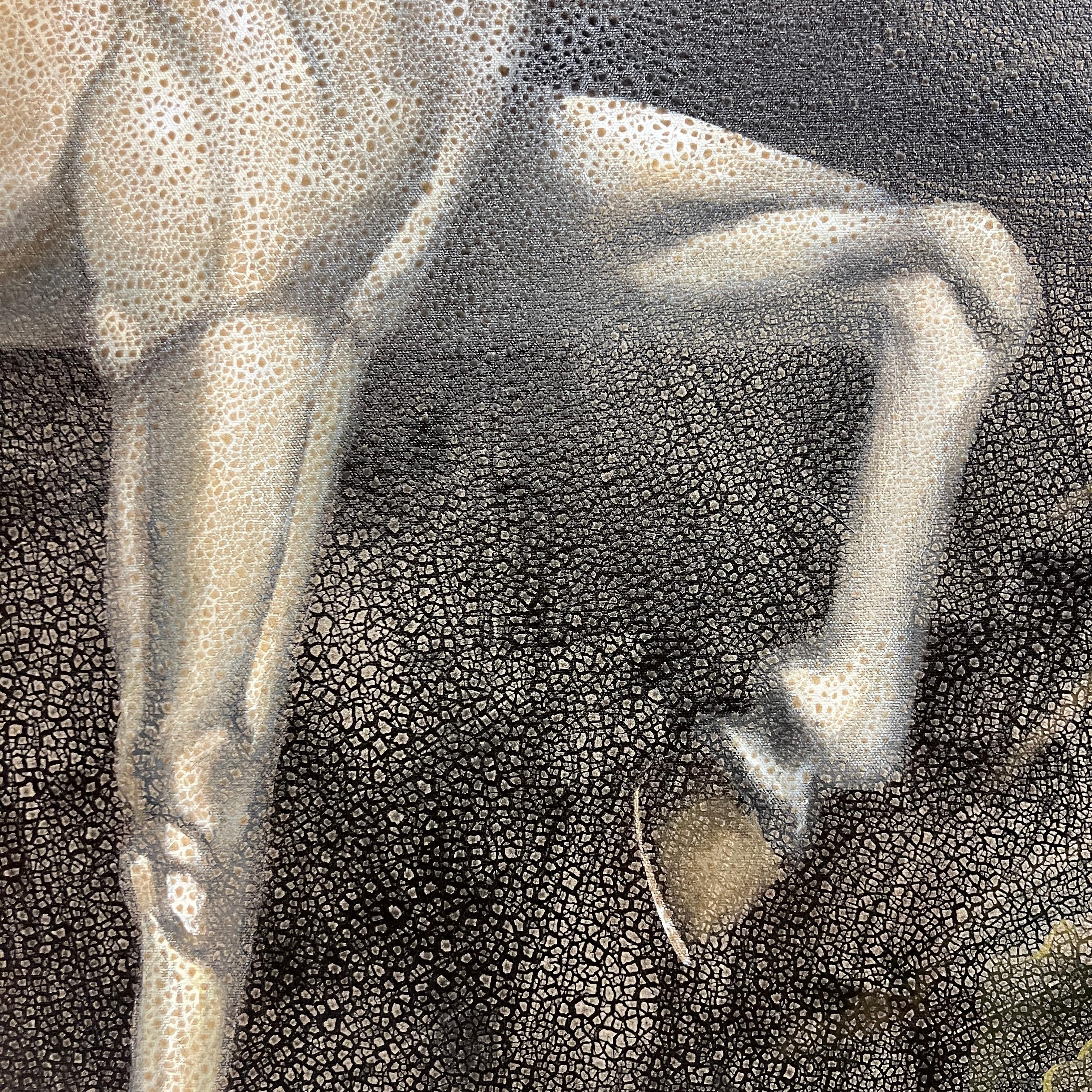 Canadian Large Oil Painting of a White Stallion Horse by Reginald Baxter