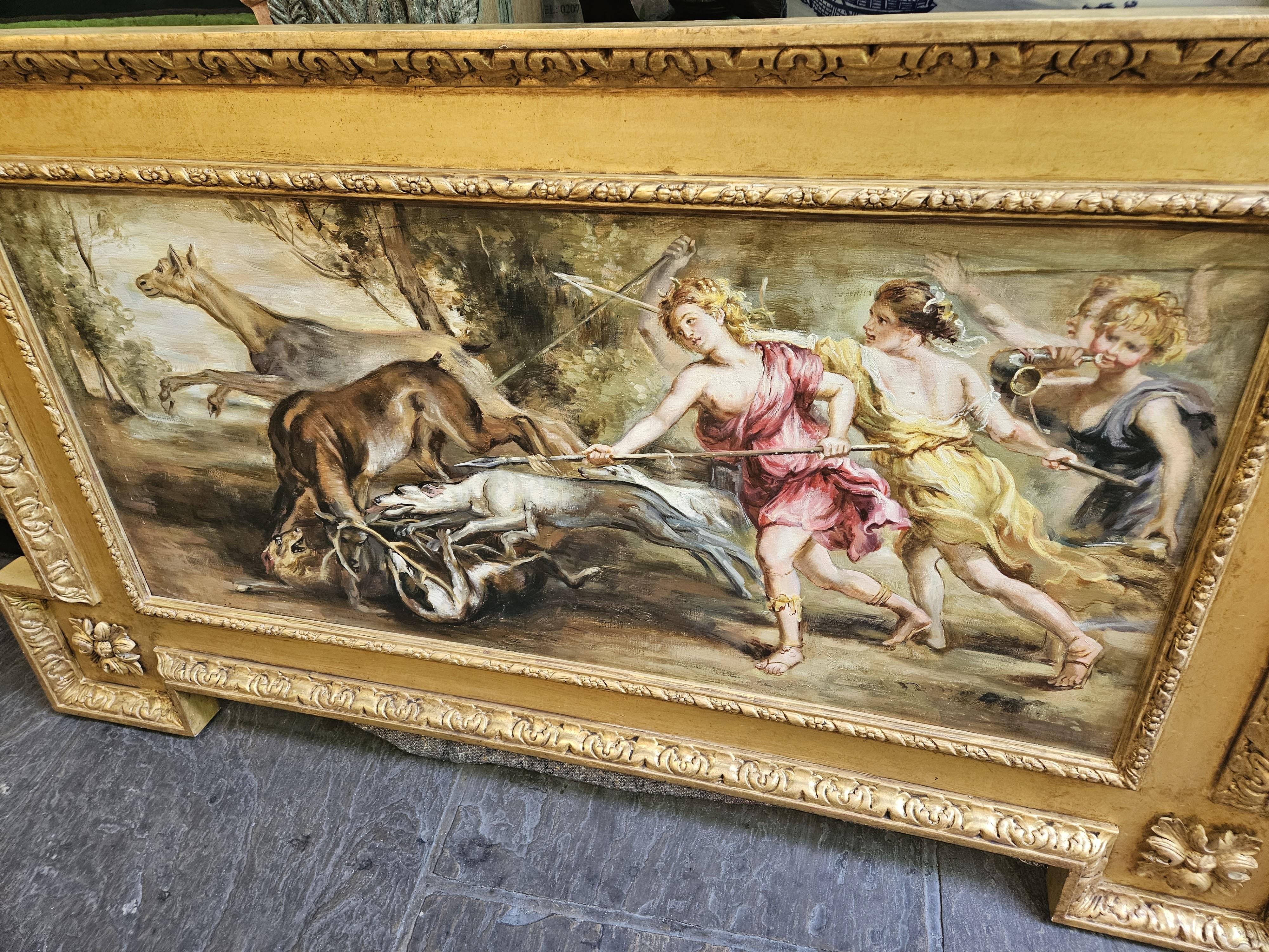 Hand-Painted Large Oil Painting of Diana the Huntress For Sale