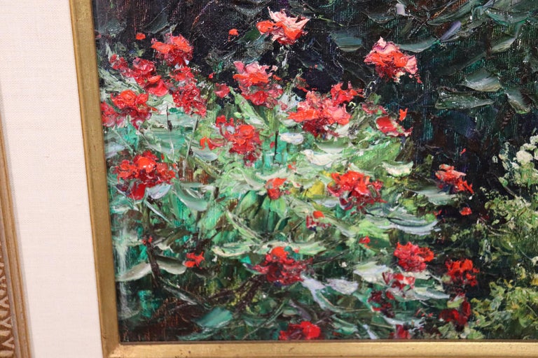 Large Oil Painting of Flowers by Chinese Artist Henry Peeters 'Hing Biu' In Good Condition For Sale In Swedesboro, NJ