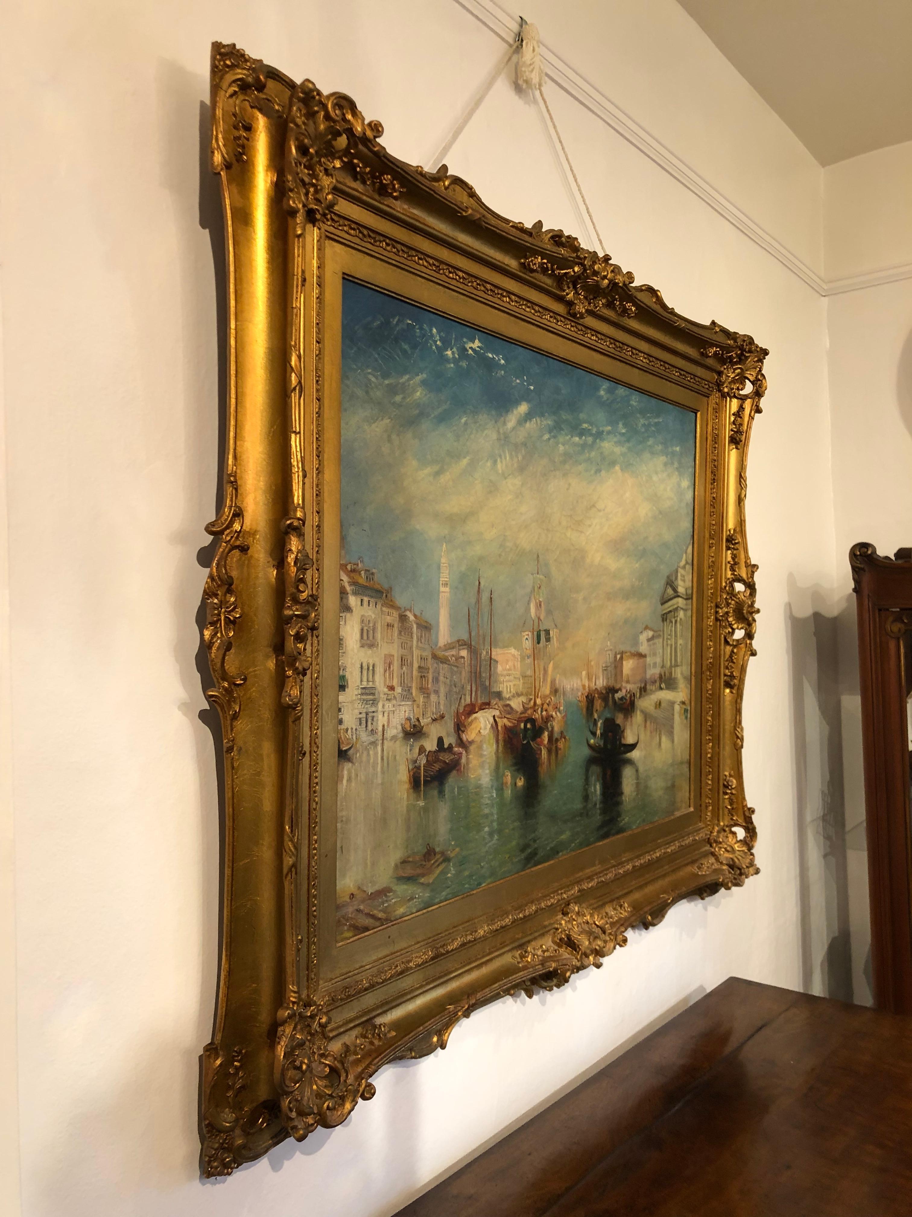 Large Oil Painting on Canvas in Gilt Frame, after Turner The Grand Canal 5
