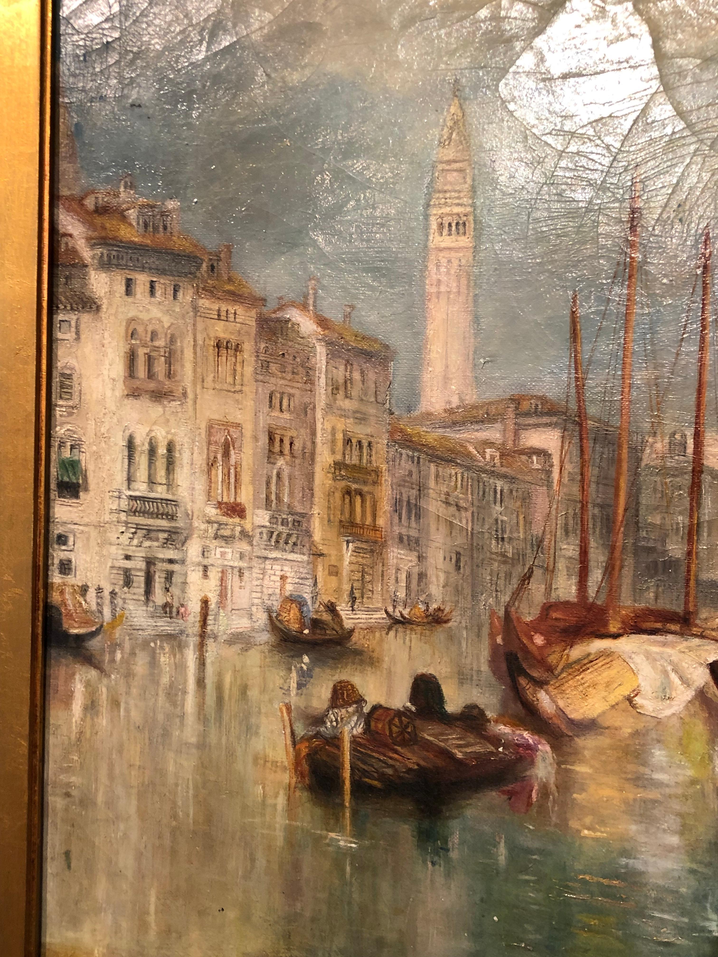Large Oil Painting on Canvas in Gilt Frame, after Turner The Grand Canal 1