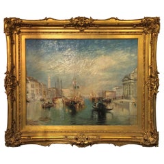 Large Oil Painting on Canvas in Gilt Frame, after Turner The Grand Canal
