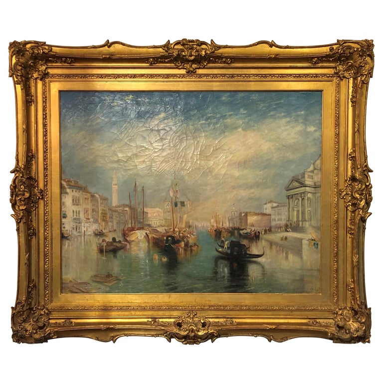 Large Oil Painting on Canvas in Gilt Frame, after Turner The Grand Canal For Sale at 1stdibs