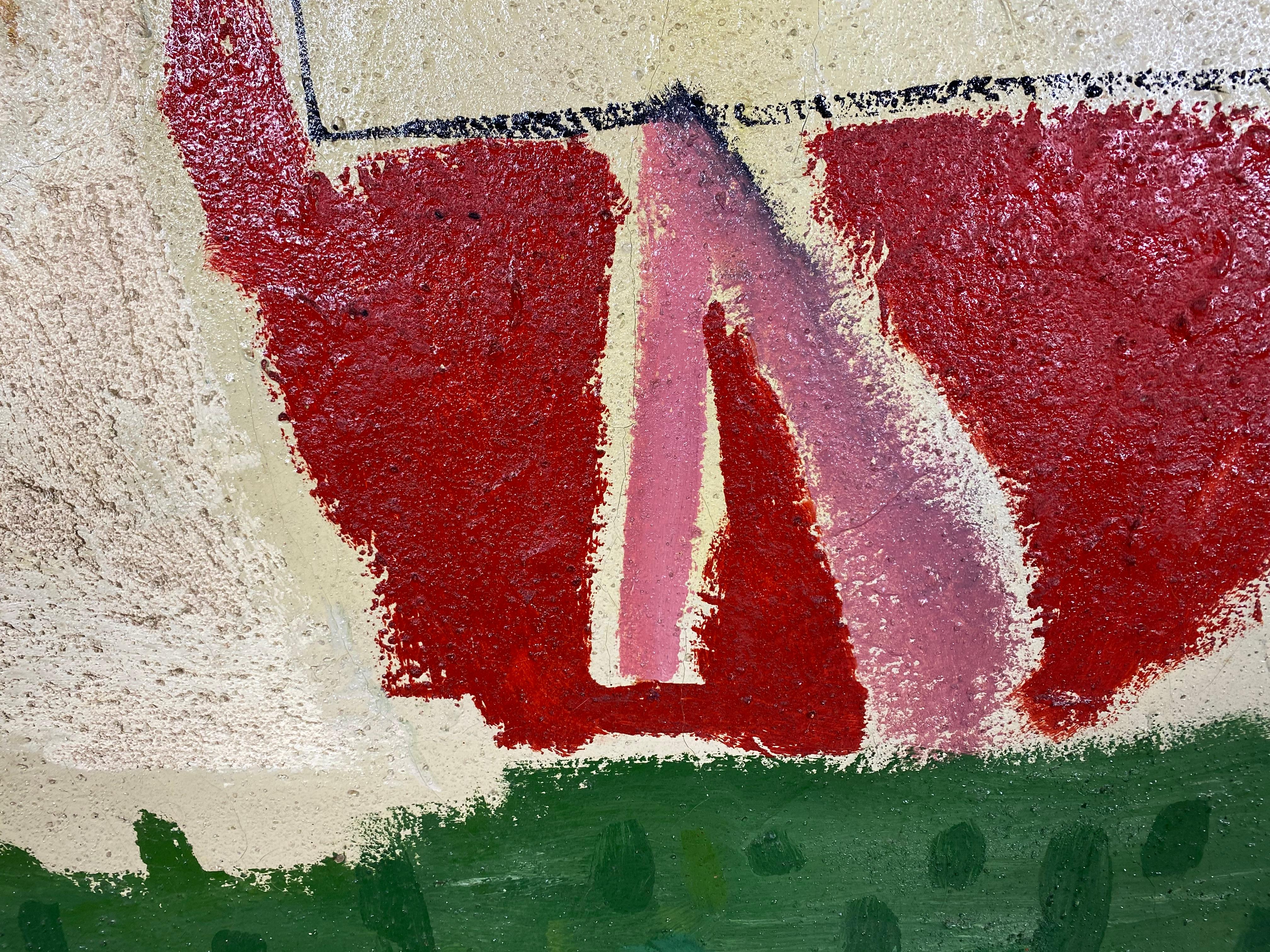 Gran cuadro al óleo sobre lienzo, Abstracto modernista, por Jim Bray, hacia 1963 en Bueno estado para la venta en Buffalo, NY