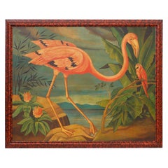 Large Oil Painting on Canvas of a Flamingo by William Skilling