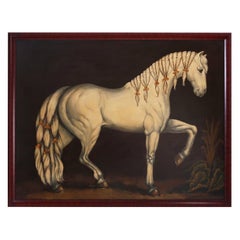 Vintage Large Oil Painting on Canvas of a Show Horse by Reginald Baxter