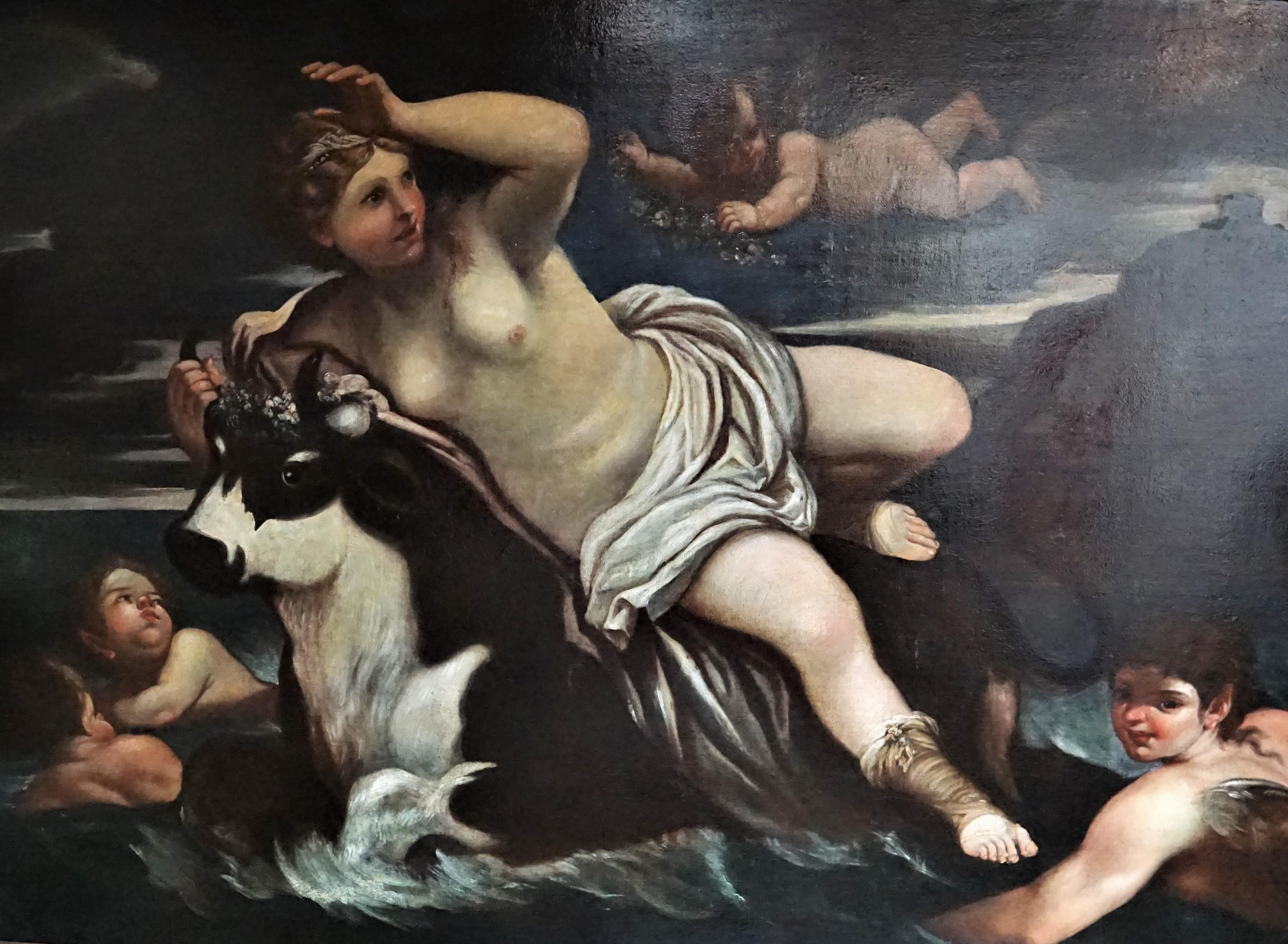 European Large Oil Painting, Rape of Europe, 190cm, 18th Century For Sale