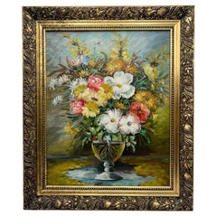 Óleo grande "Naturaleza muerta floral", Óleo sobre lienzo, Firmado, A.61.5xA.51.2cm