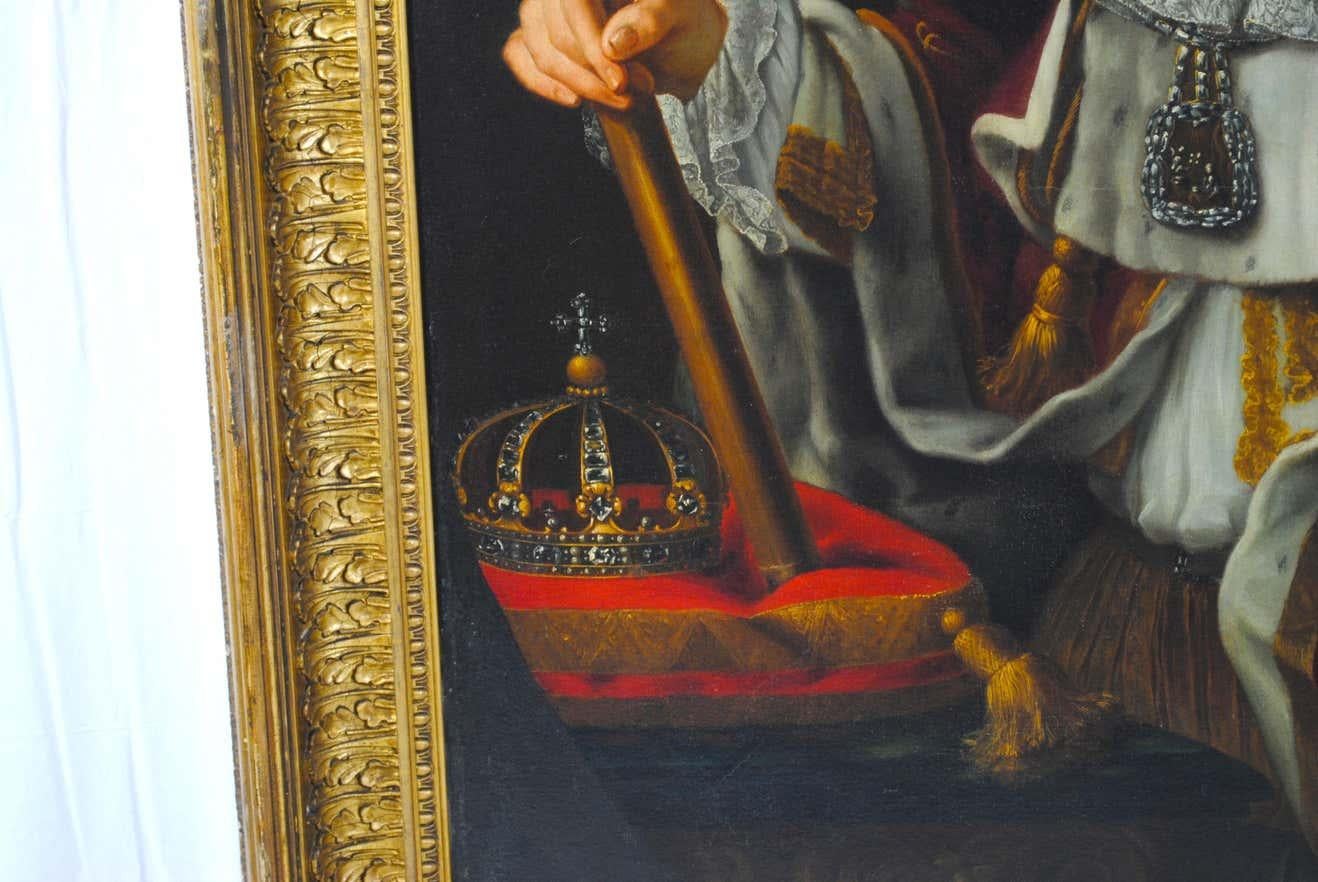 Italian Large Oil Portrait of Victor-amédée King of Sardinia For Sale