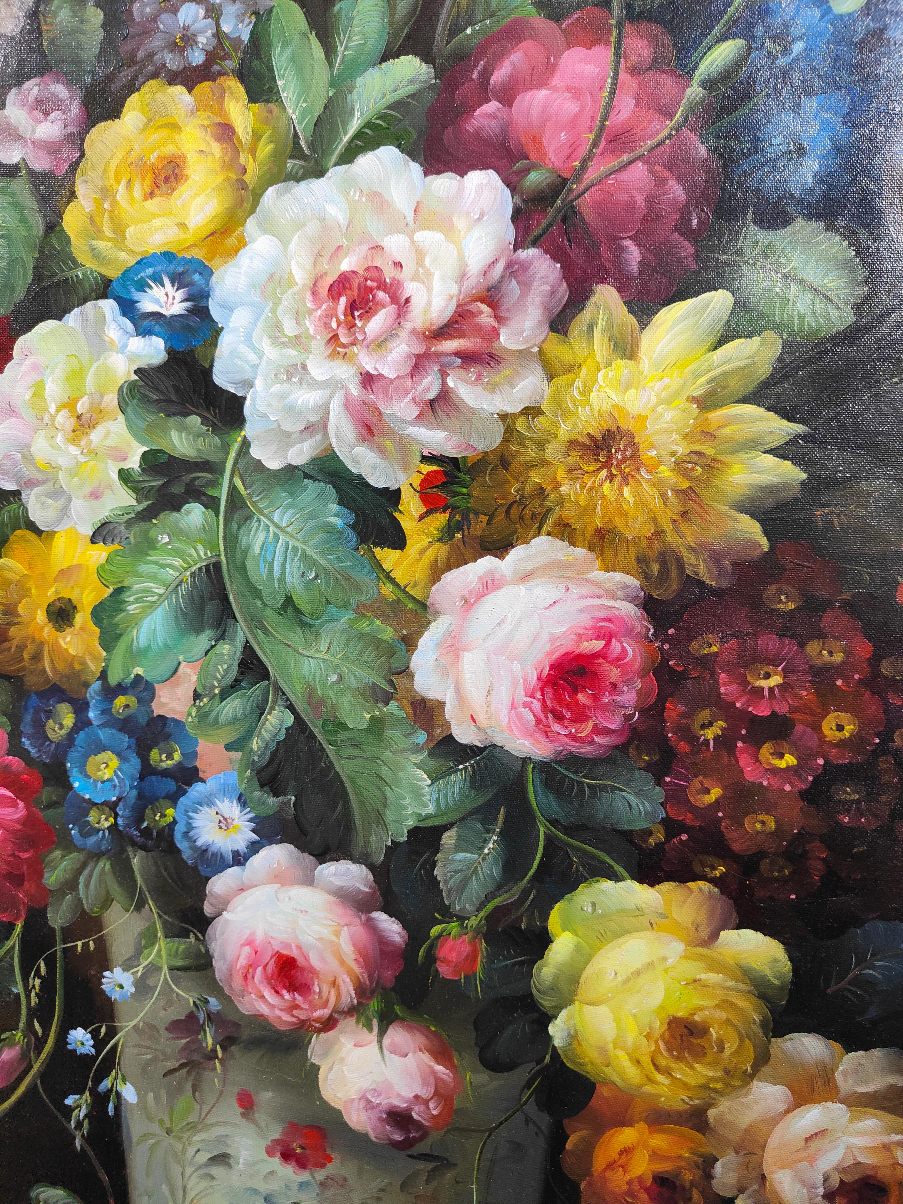 Large Oil With Flowers Signed By Terence Alexander In Excellent Condition For Sale In Madrid, ES