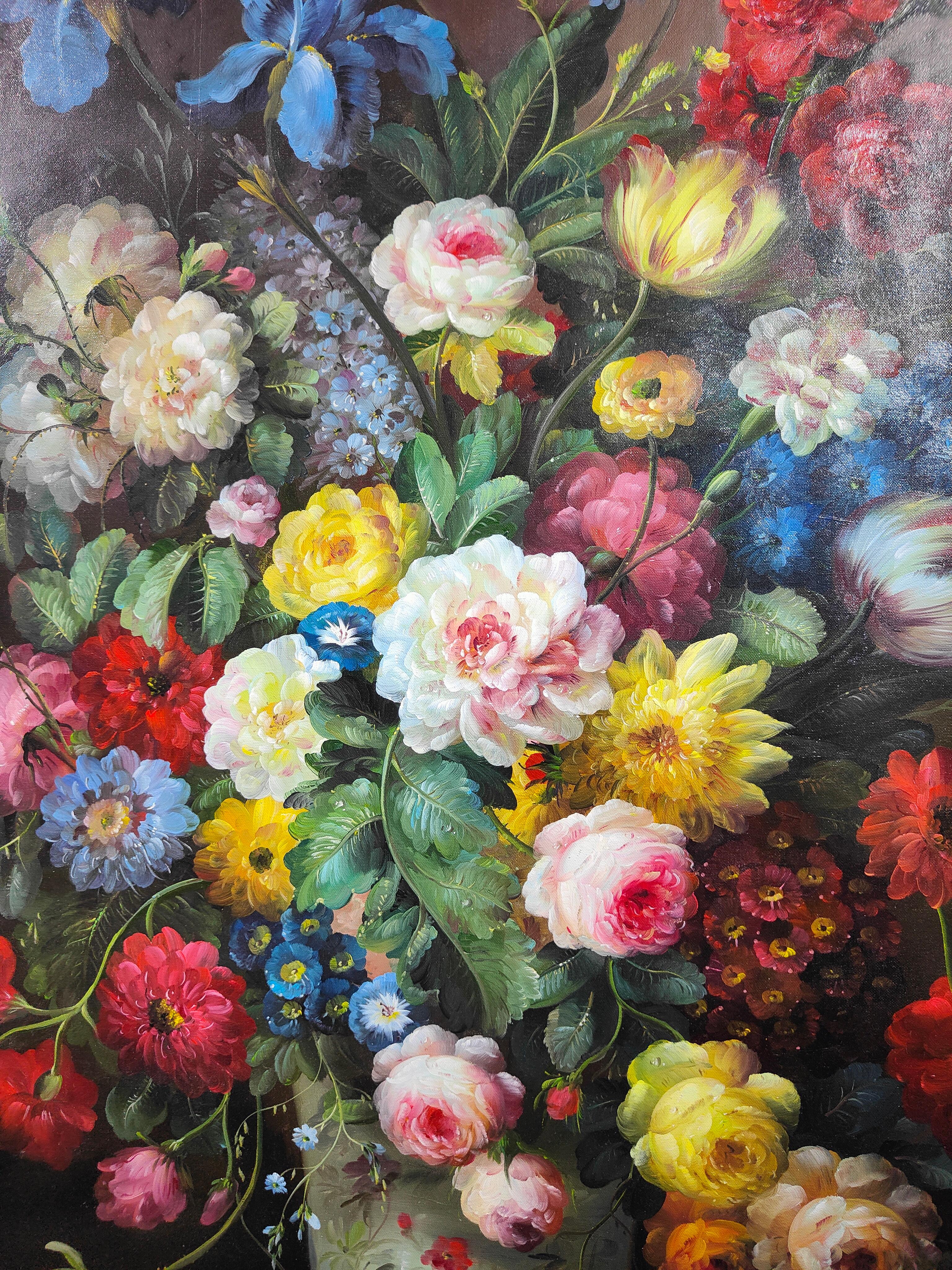 Großes Ölgemälde mit Blumen, signiert von Terence Alexander (Leinwand) im Angebot