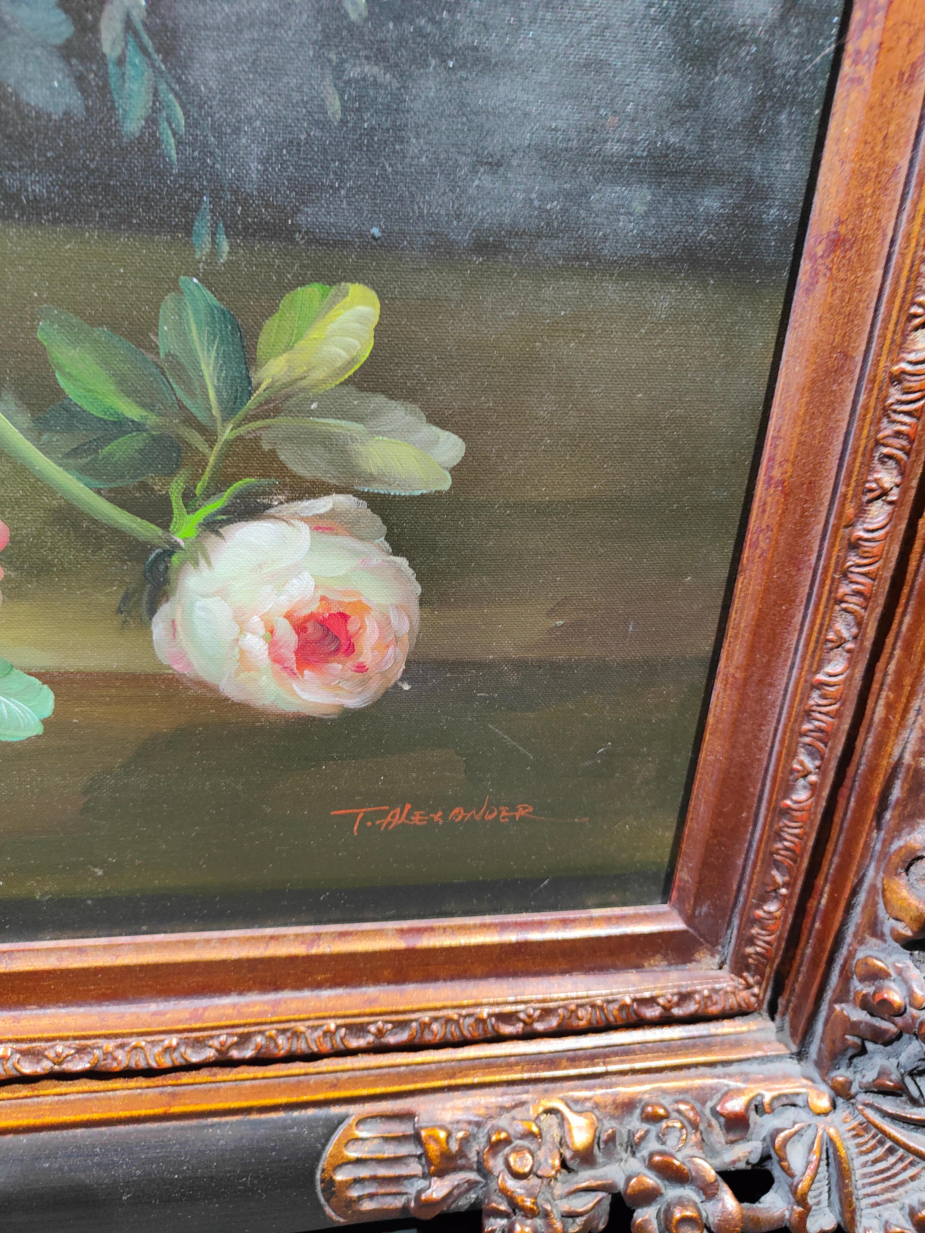 Canvas Large Oil With Flowers Signed By Terence Alexander For Sale