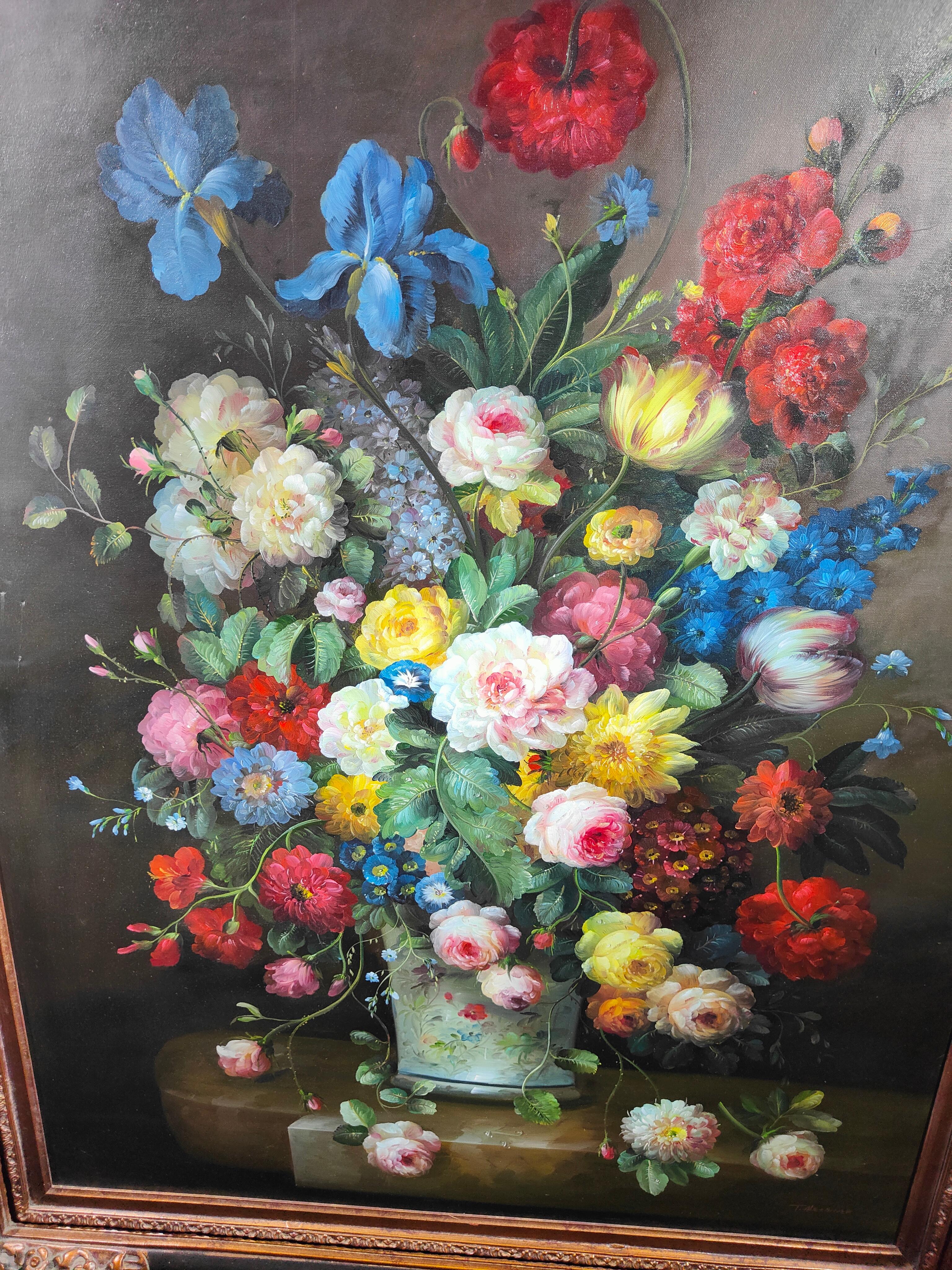 Large Oil With Flowers Signed By Terence Alexander For Sale 3