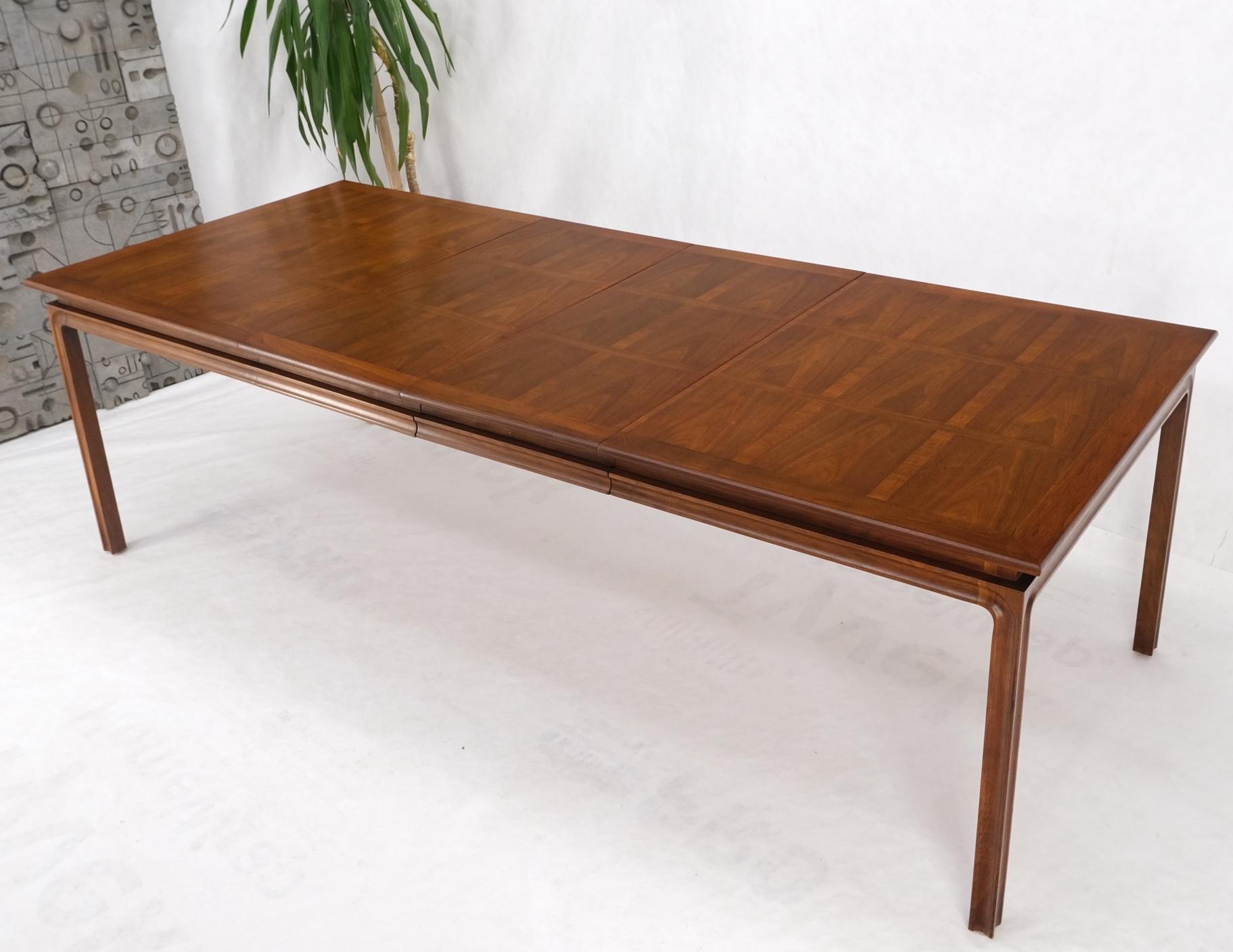 Large Oiled Walnut Two Extension Boards Leafs Rectangle Dining Table Mint For Sale 3