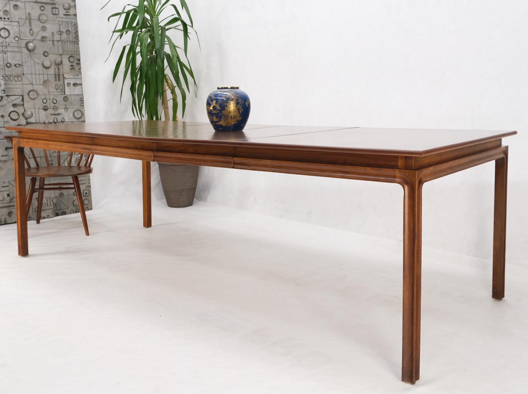Large Oiled Walnut Two Extension Boards Leafs Rectangle Dining Table Mint For Sale 4