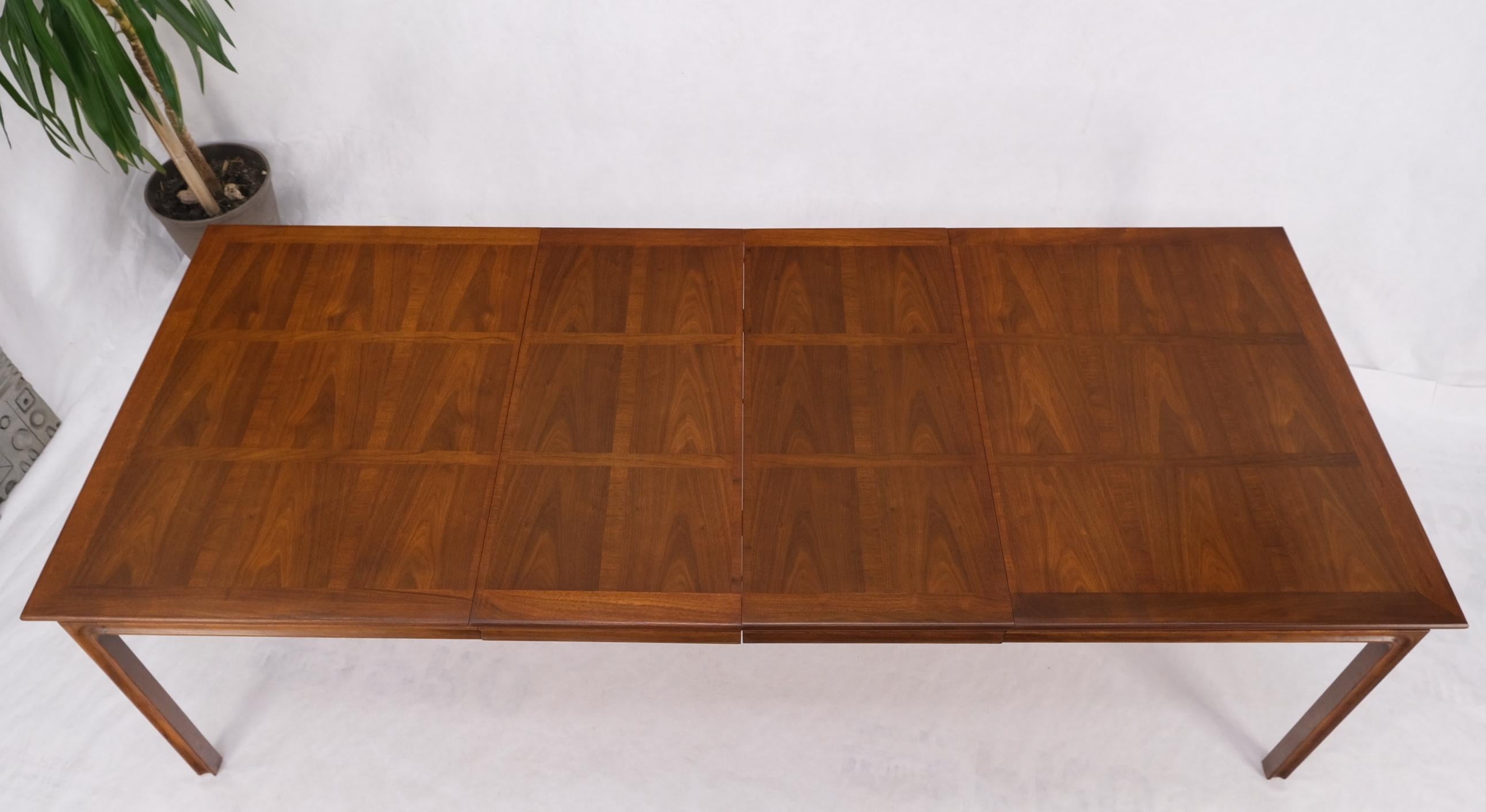 Large Oiled Walnut Two Extension Boards Leafs Rectangle Dining Table Mint For Sale 5