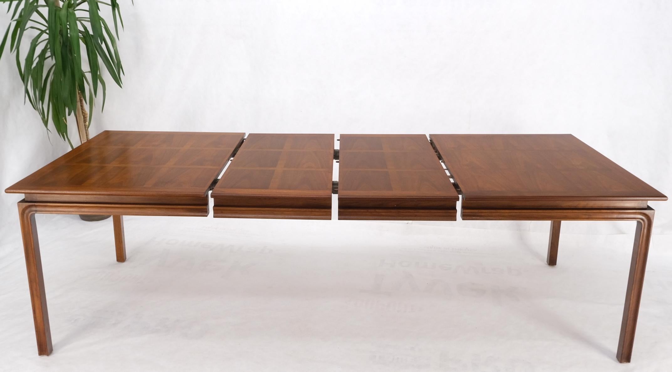 Large Oiled Walnut Two Extension Boards Leafs Rectangle Dining Table Mint For Sale 6