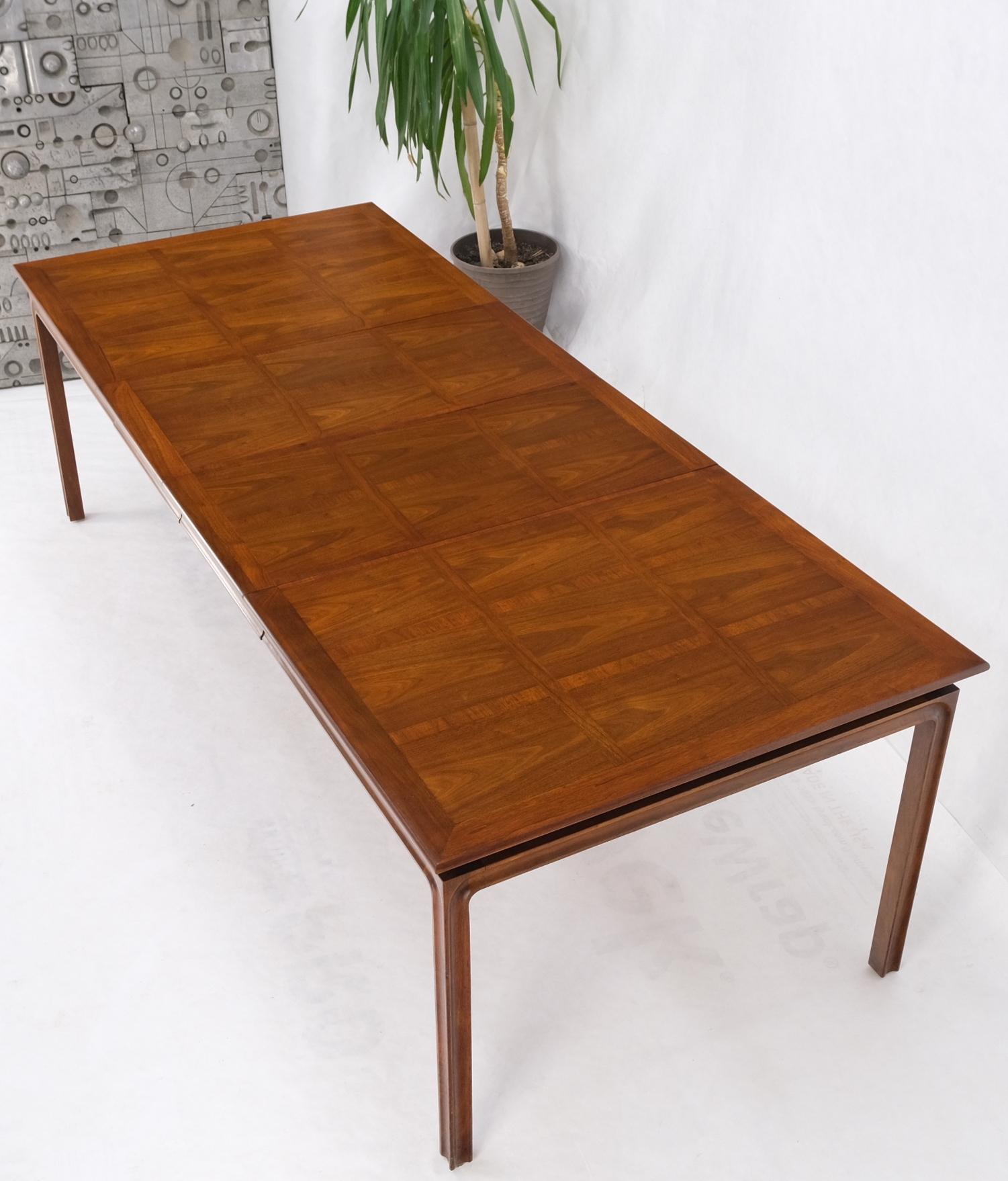 Mid-Century Modern Large Oiled Walnut Two Extension Boards Leafs Rectangle Dining Table Mint For Sale