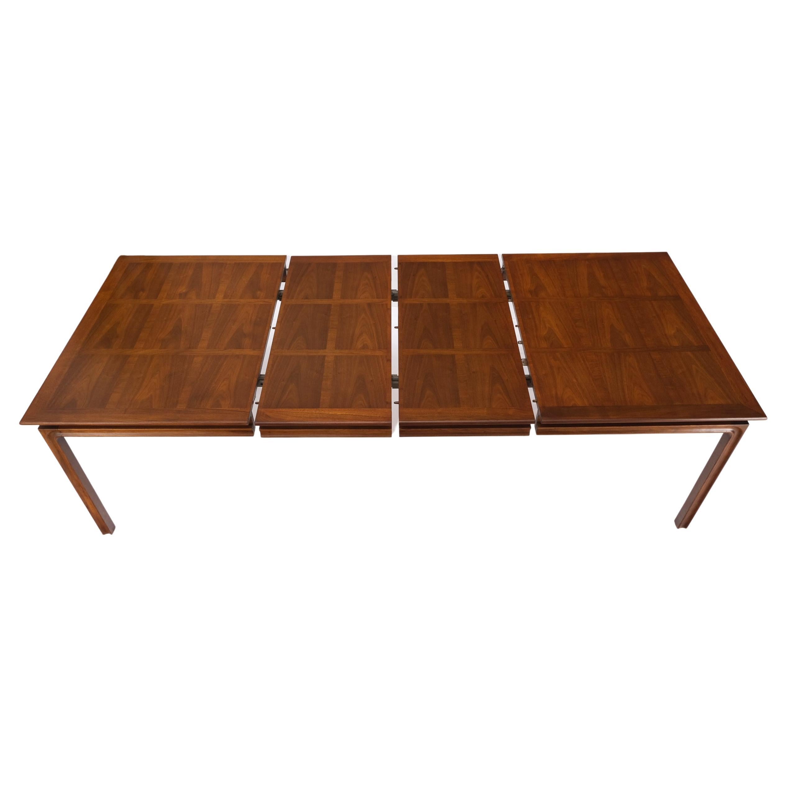 Large Oiled Walnut Two Extension Boards Leafs Rectangle Dining Table Mint For Sale