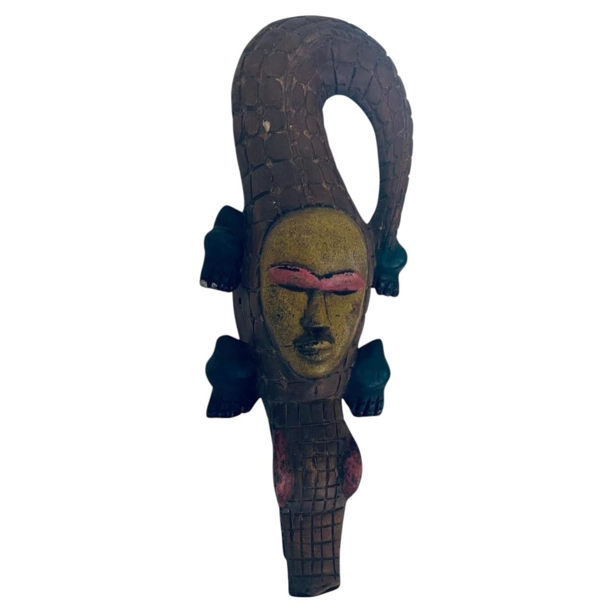 large old African mask in noble wood hand craved and painted circa 1900. For Sale