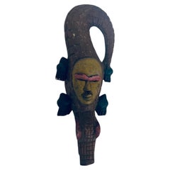 large old African mask in noble wood hand craved and painted circa 1900.