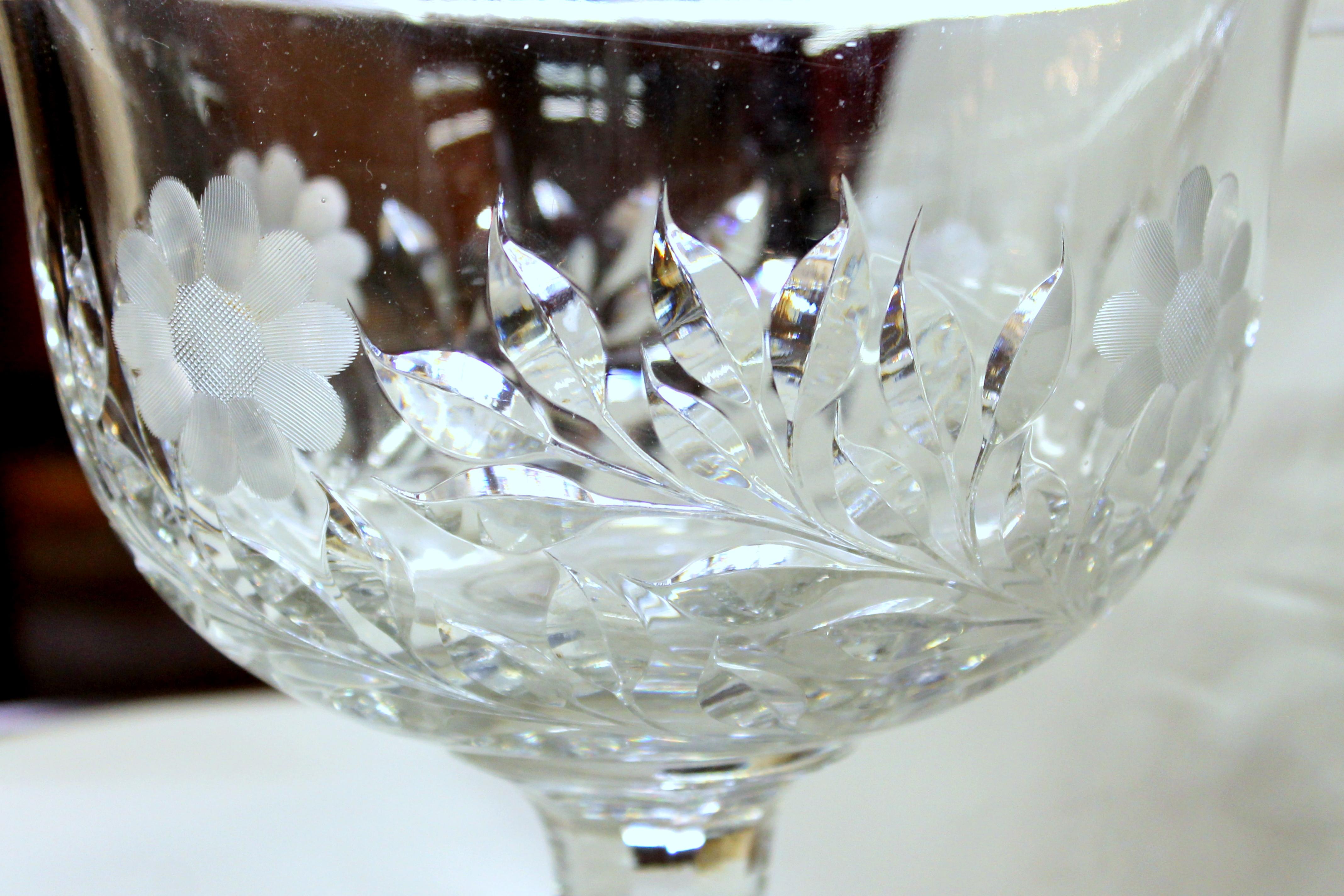 Hand-Carved Large Old American Cut Crystal 