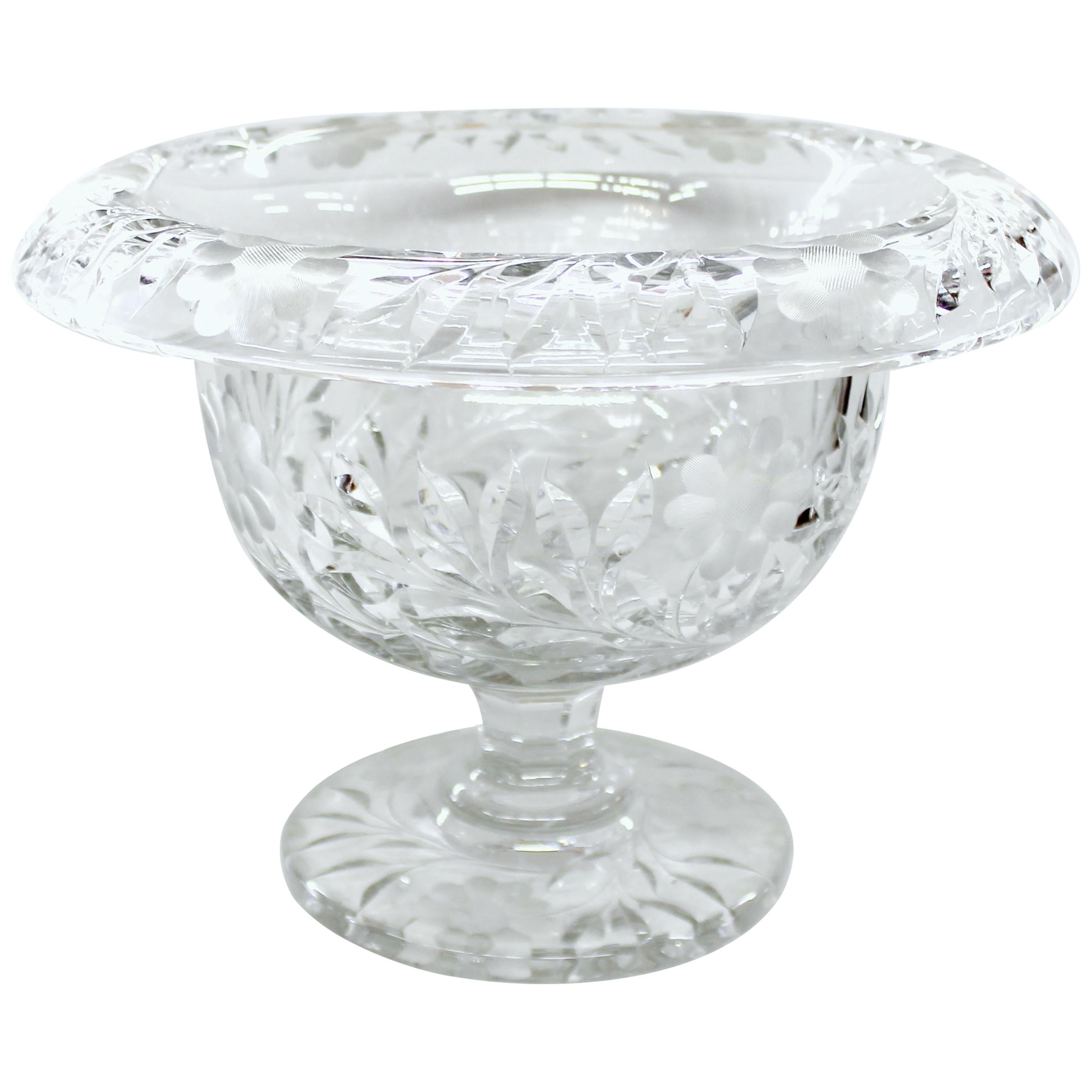Large Old American Cut Crystal "Floral Period" Turnover Bowl or Compote