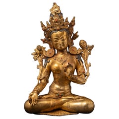 Large old bronze Nepali White Tara statue from Nepal