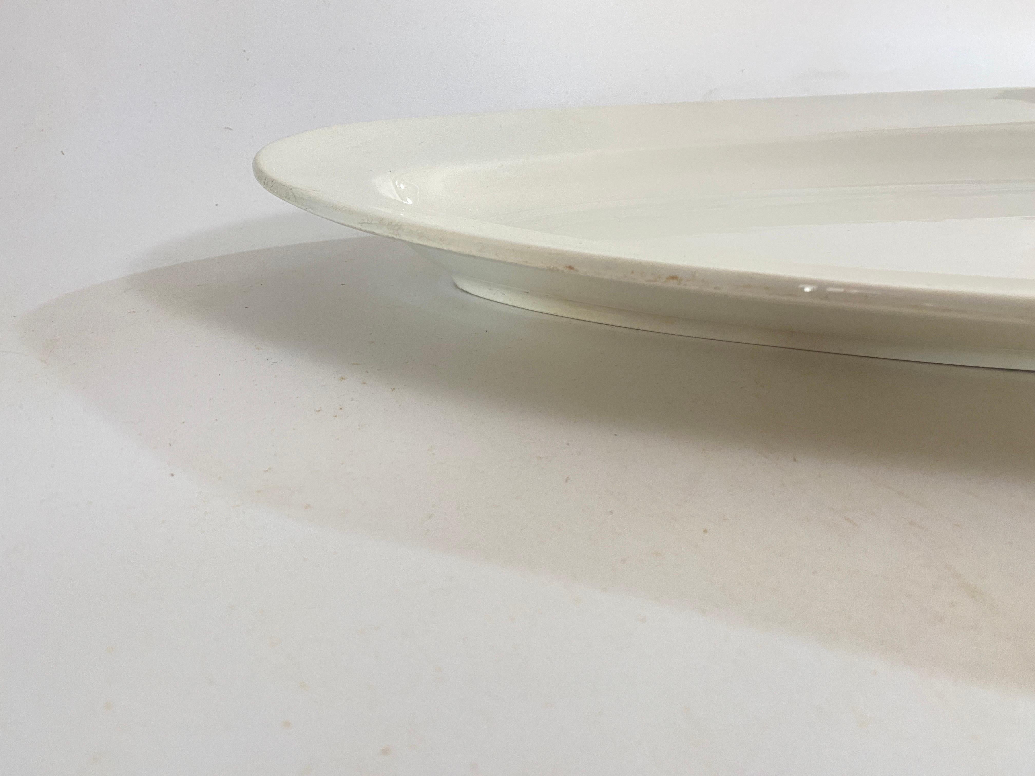 Ceramic Large Old Dish from the DIGOIN-SARREGUEMINES factory, White Enameled Faience For Sale