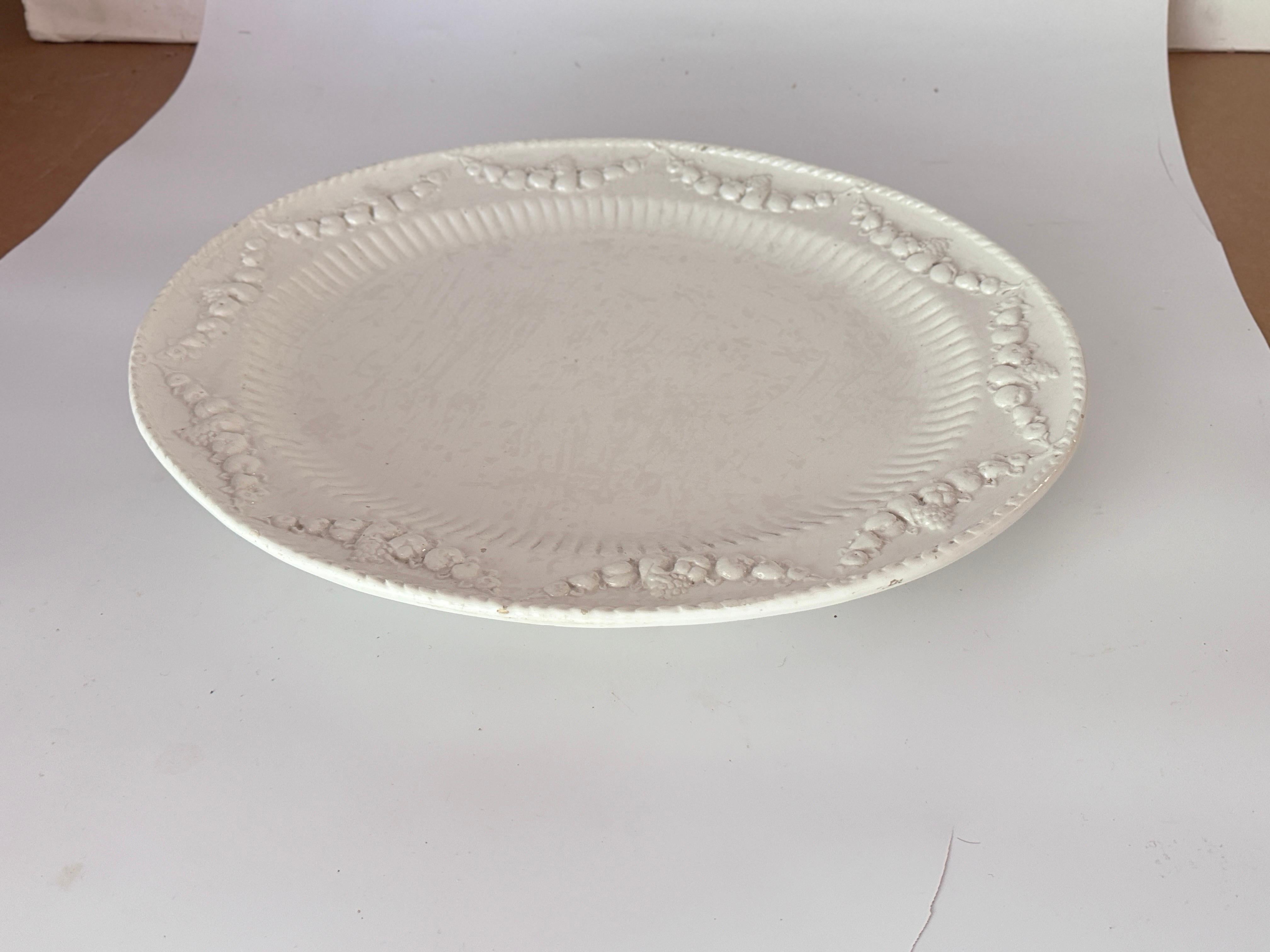  Large Old Dish Large from the White Enameled Faience Signed For Sale 6