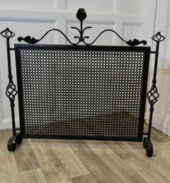 Large Old Gothic Wrought Iron Fire Screen  This is a very attractive piece