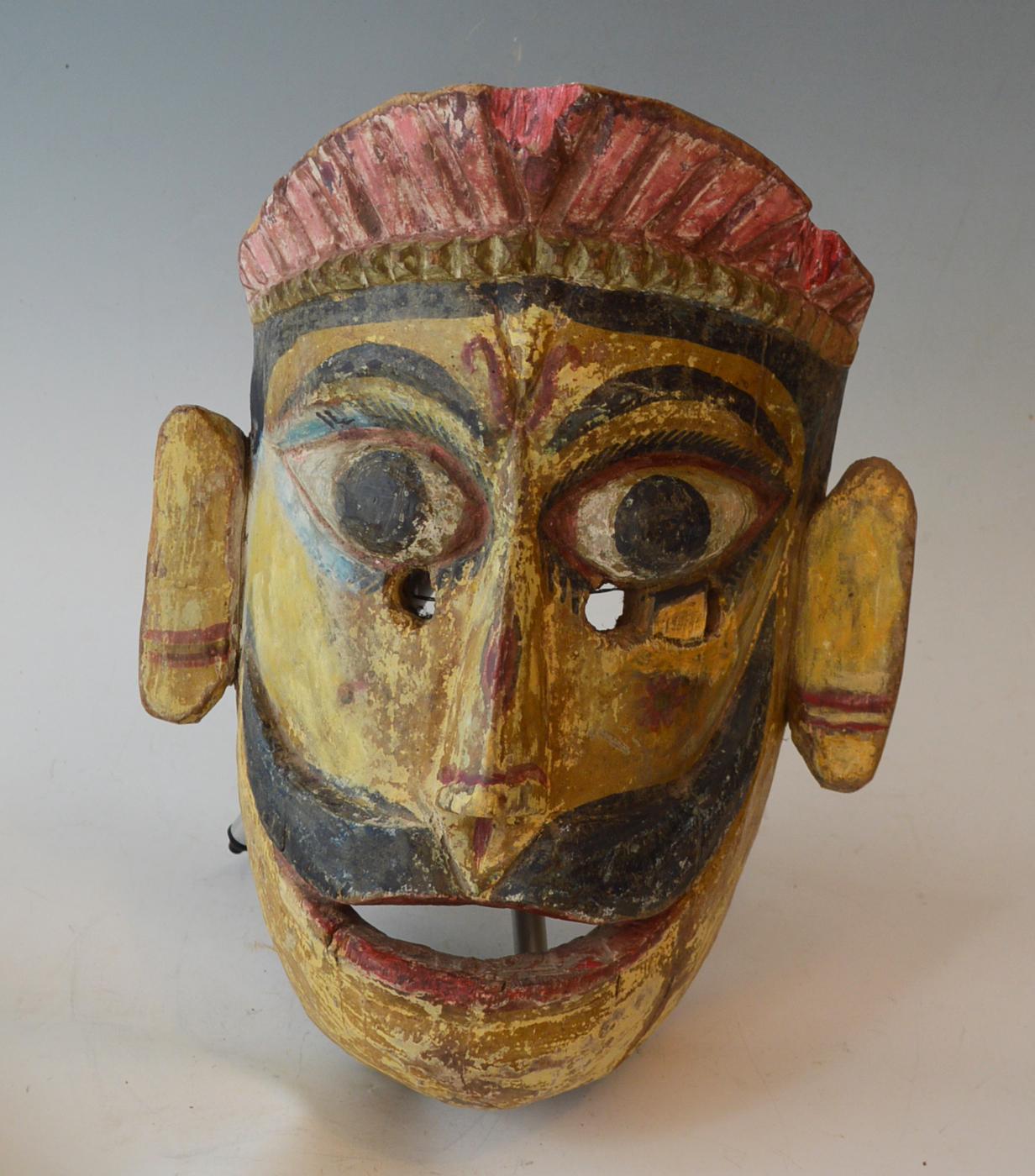 Large Old Himalayan Nepalese Ritual Festival Mask In Good Condition For Sale In London, GB
