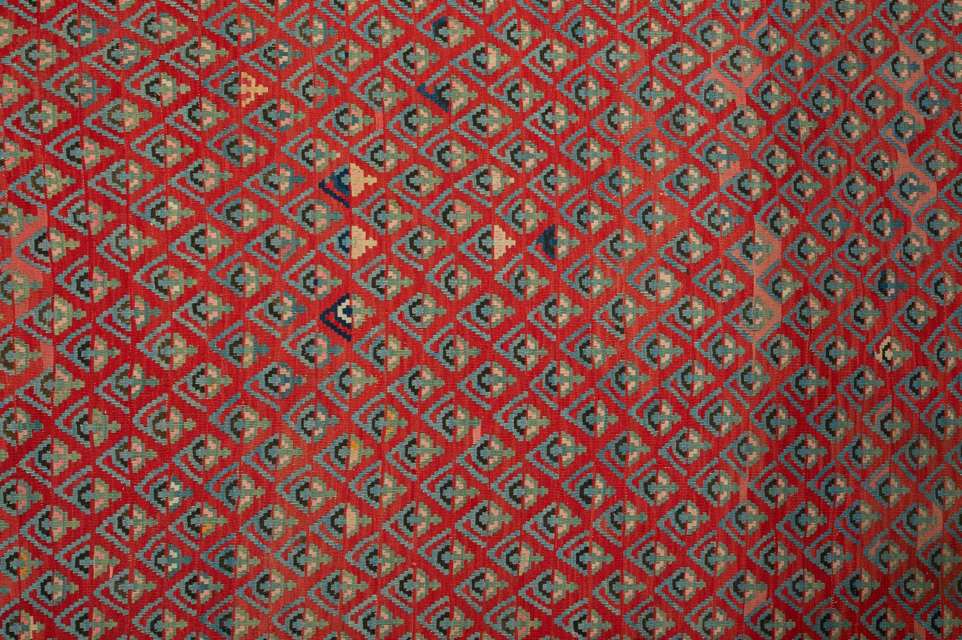 Hand-Woven Large Old Kilim Karebagh with Abrash Color For Sale