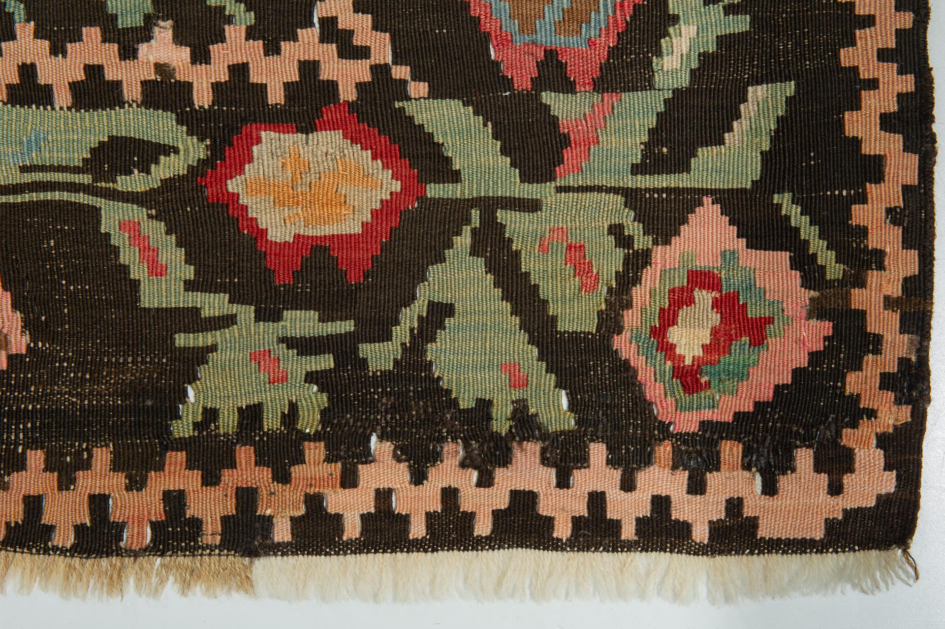 Wool Large Old Kilim Karebagh with Abrash Color For Sale