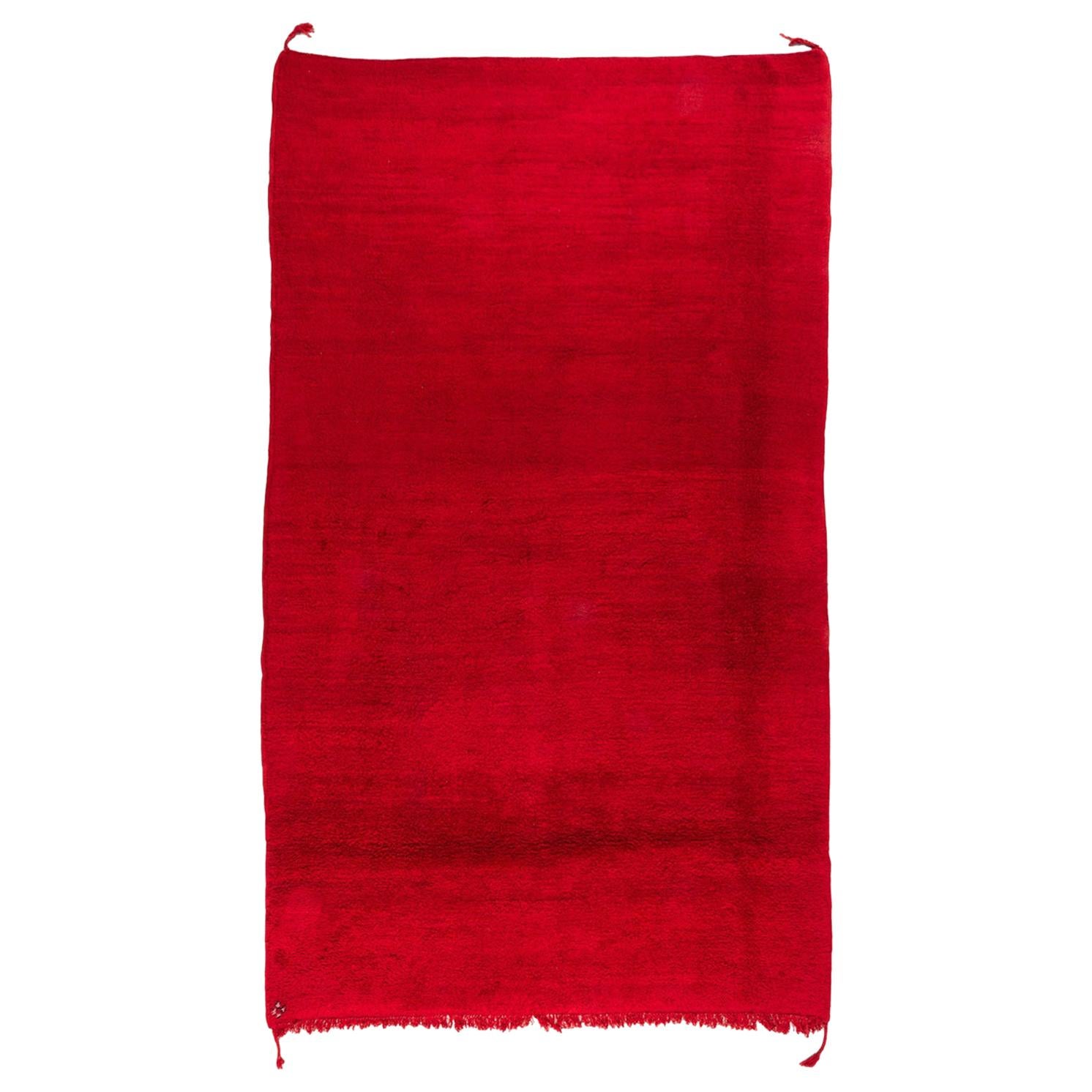 Grand tapis rouge marocain ancien