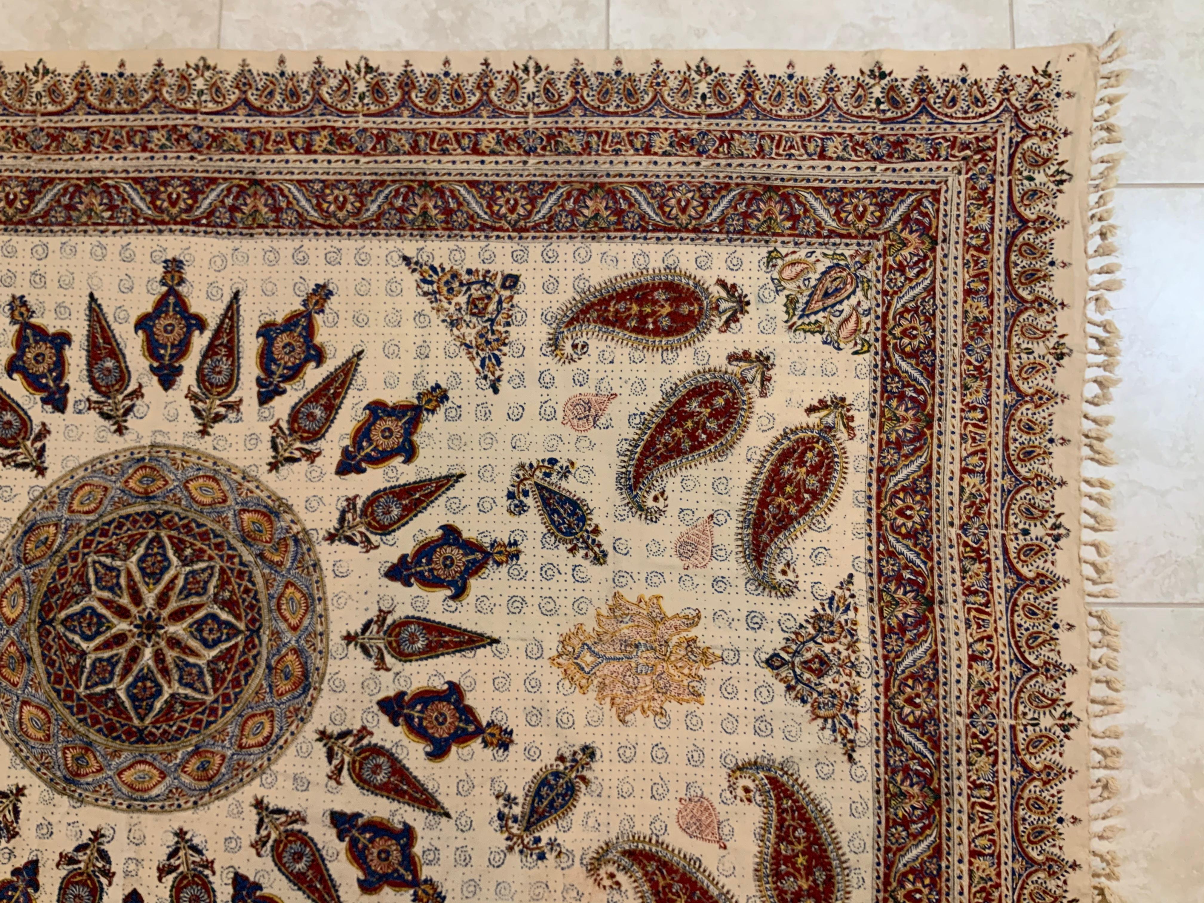 Coton Grand textile persan ancien Batik en vente