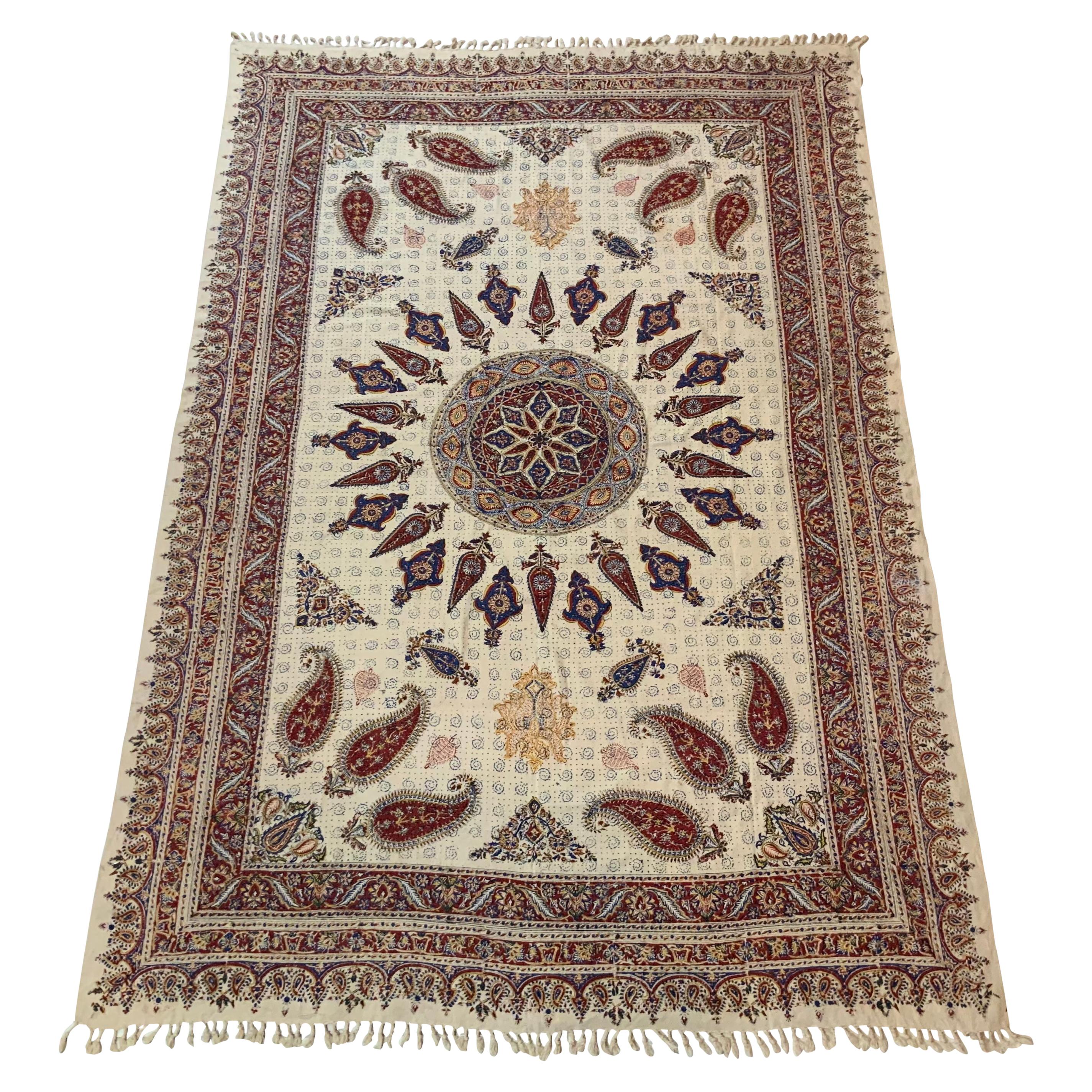 Large Old Persian Batik Textile For Sale