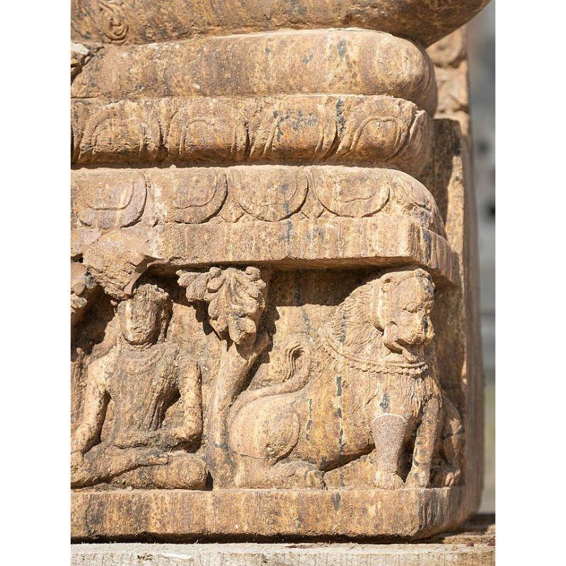 Große alte Sandstein-Buddha-Statue aus Indien im Angebot 6