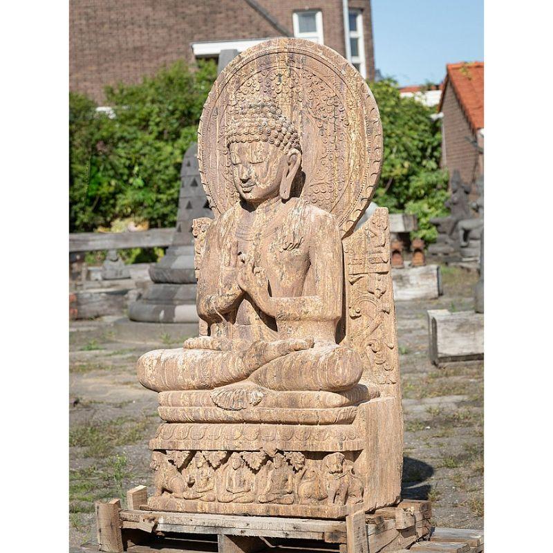 Große alte Sandstein-Buddha-Statue aus Indien im Angebot 11