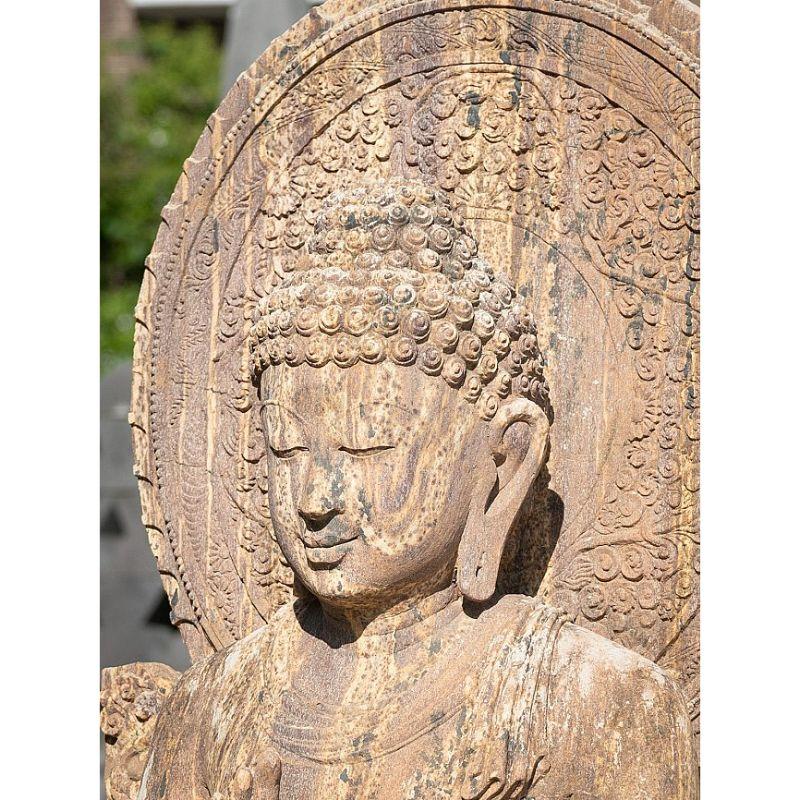 Large Old Sandstone Buddha Statue from India For Sale 13