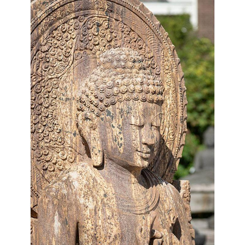 Große alte Sandstein-Buddha-Statue aus Indien im Angebot 14