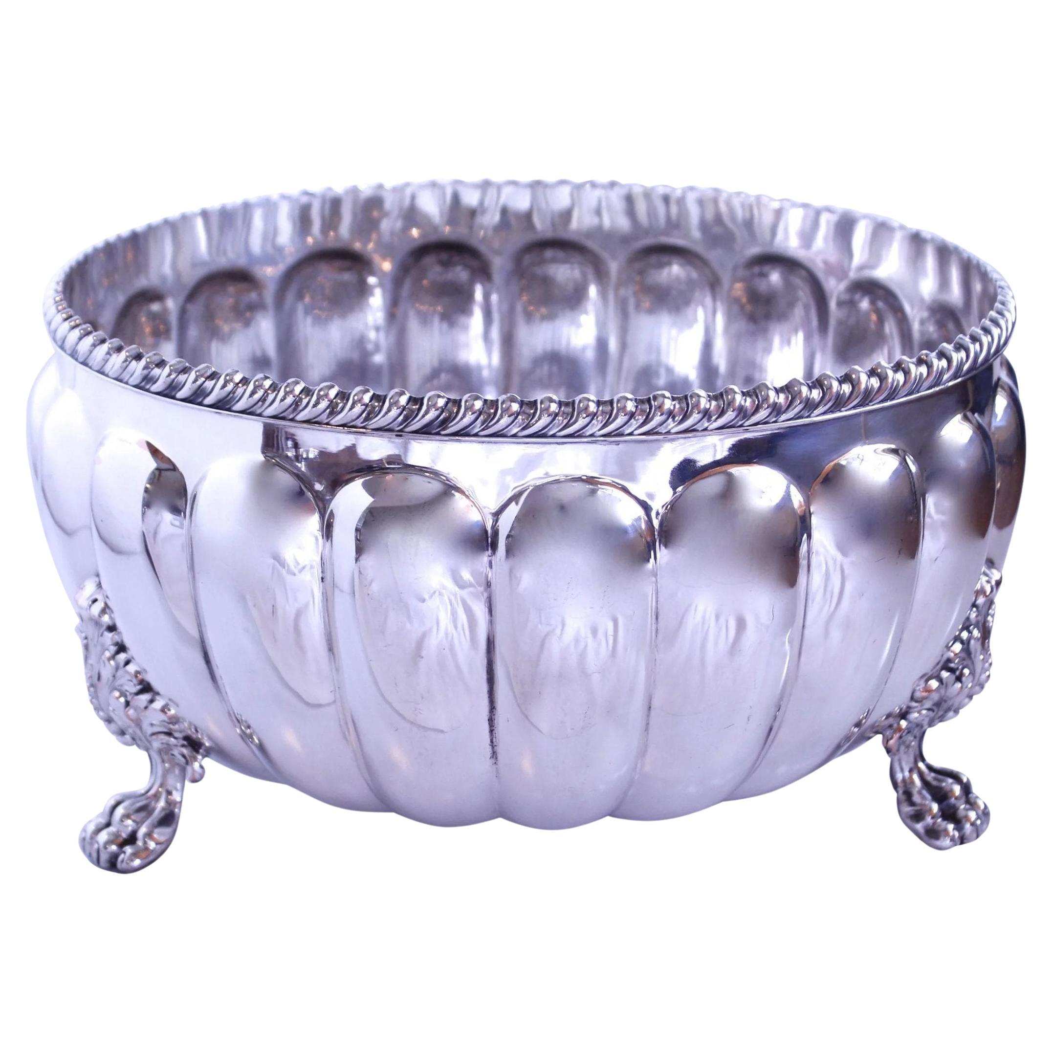 Large Old Sheffield Silver On Copper Footed Bowl Or Champagne/Wine Cooler, 19th  For Sale